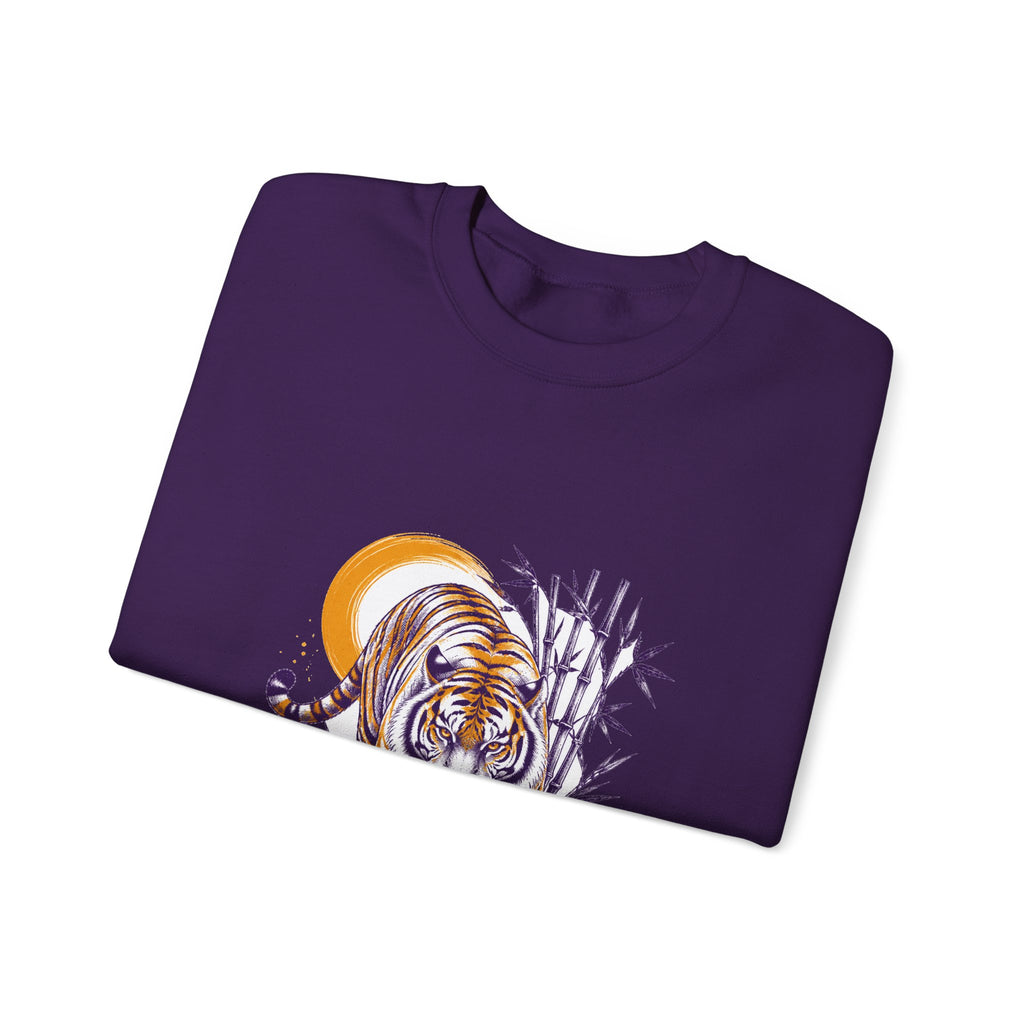 Matching Couple Sweatshirt - Tiger & Crane Matching Couple Premium Fleece Sweatshirt Hand-Drawn Art His Hers Anniversary Gift - Design A