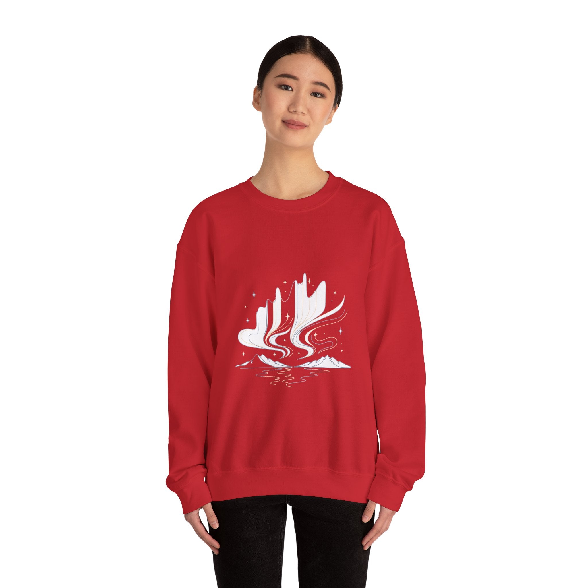 Matching Couple Sweatshirt - Aurora & Southern Cross Matching Couple Crewneck Sweatshirt Minimalist Art His Hers Valentine Gift - Design A