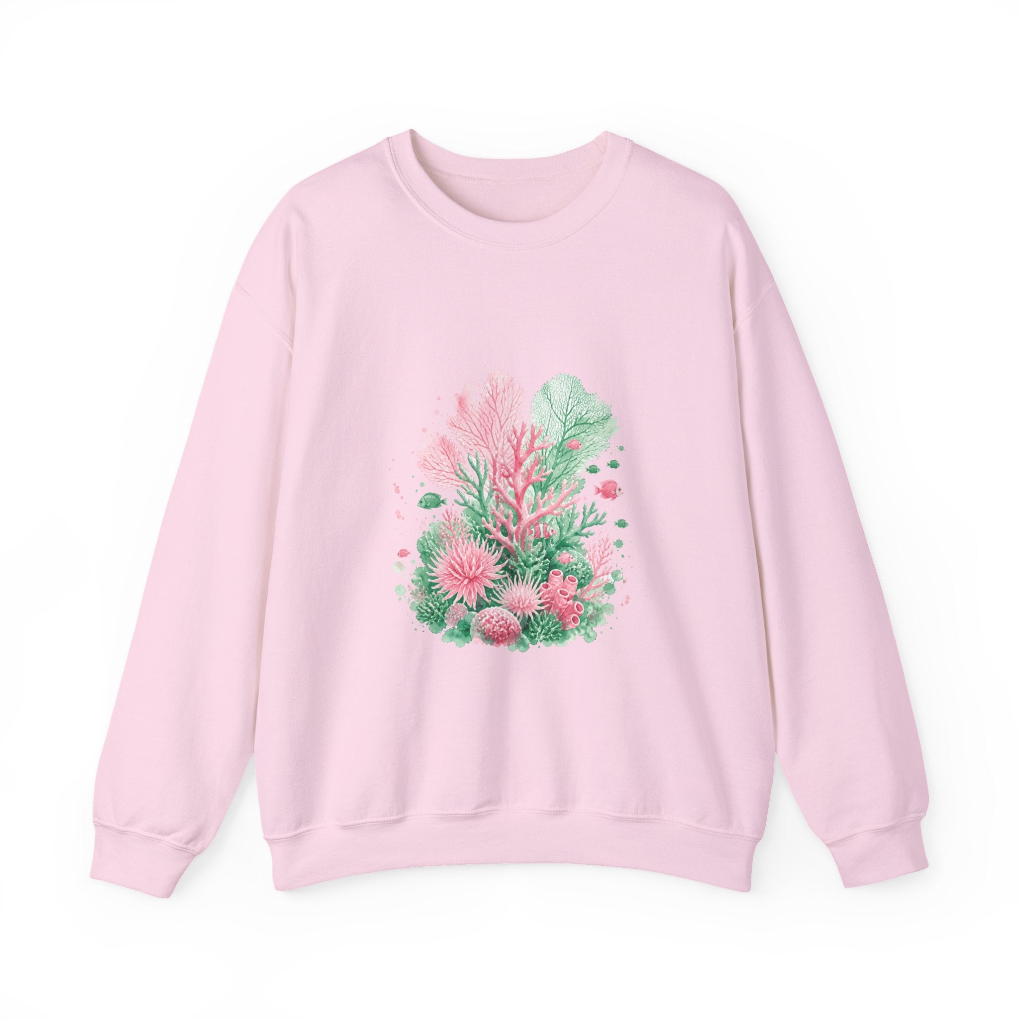 Matching Couple Sweatshirt - Coral Reef & Deep Sea Matching Couple Crewneck Sweatshirt Watercolor Art His Hers Engagement Gift - Design A