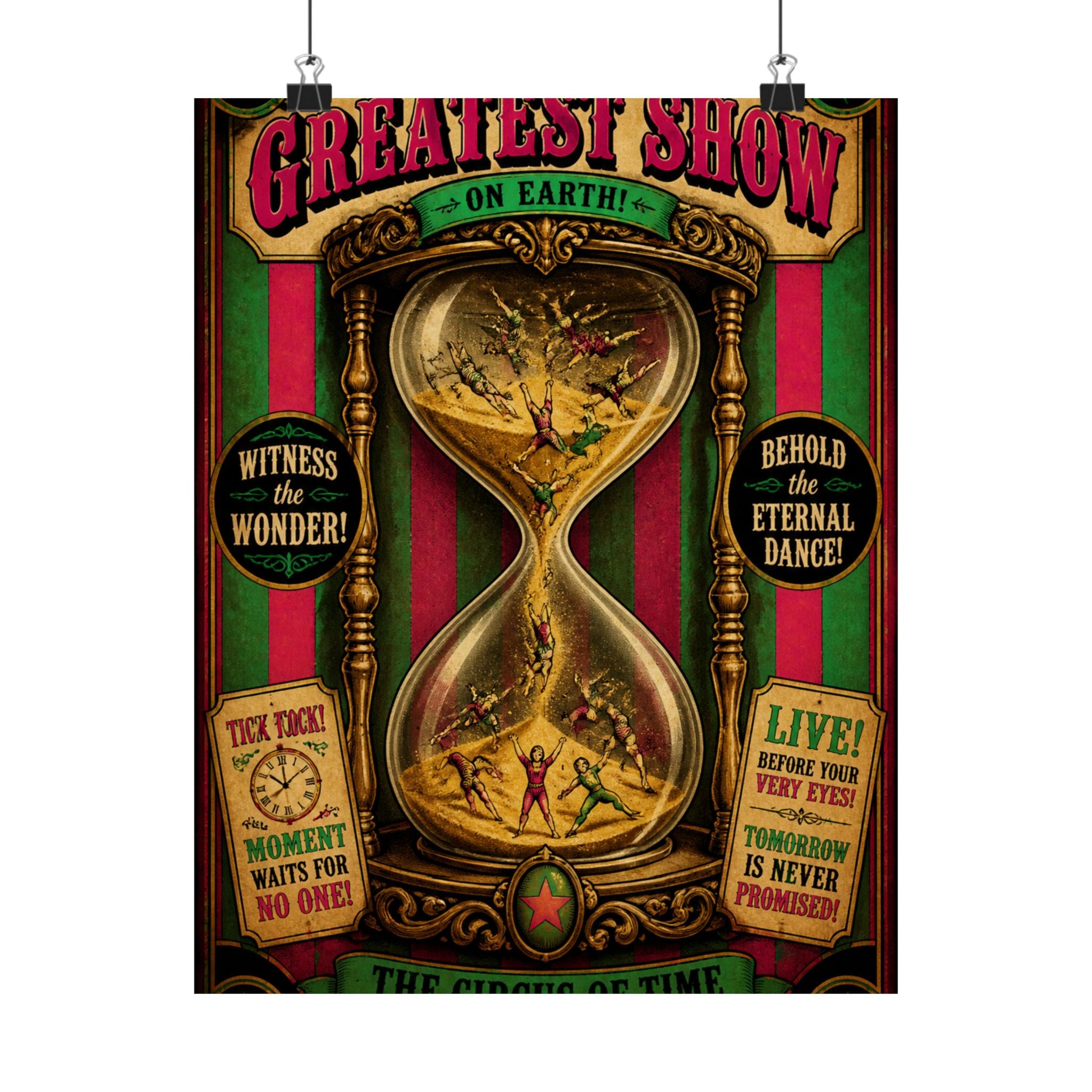 Hourglass Acrobats Wall Art Poster 18×24 Vintage Circus Kitchen Decor Maximalist Print