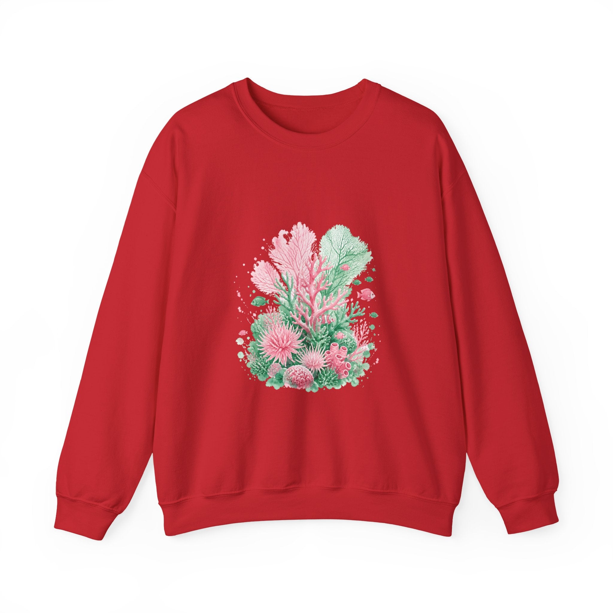 Matching Couple Sweatshirt - Coral Reef & Deep Sea Matching Couple Crewneck Sweatshirt Watercolor Art His Hers Engagement Gift - Design A
