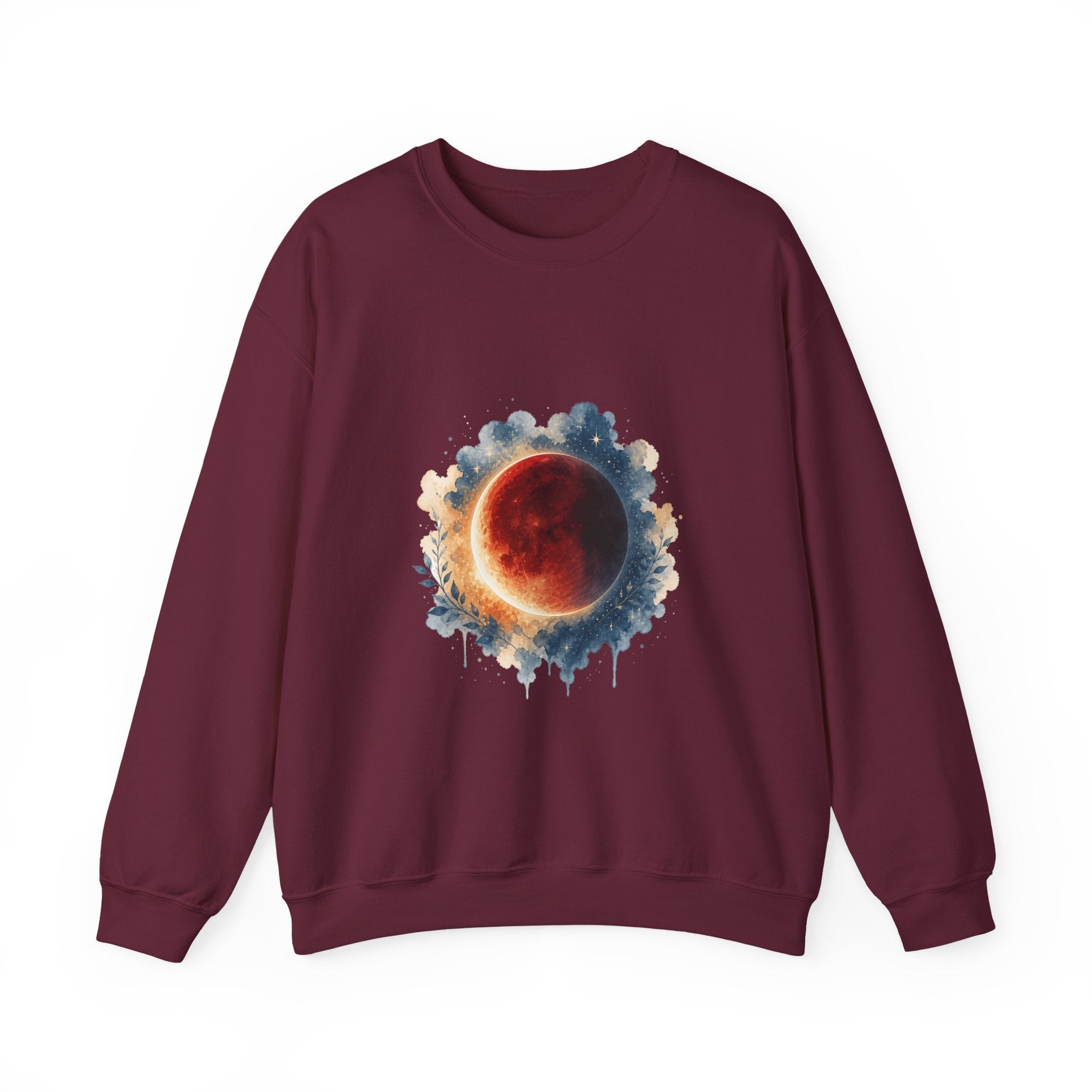 Matching Couple Sweatshirt - Solar & Lunar Eclipse Matching Couple Comfort Colors Crew Watercolor Art His Hers Birthday Gift - Design B