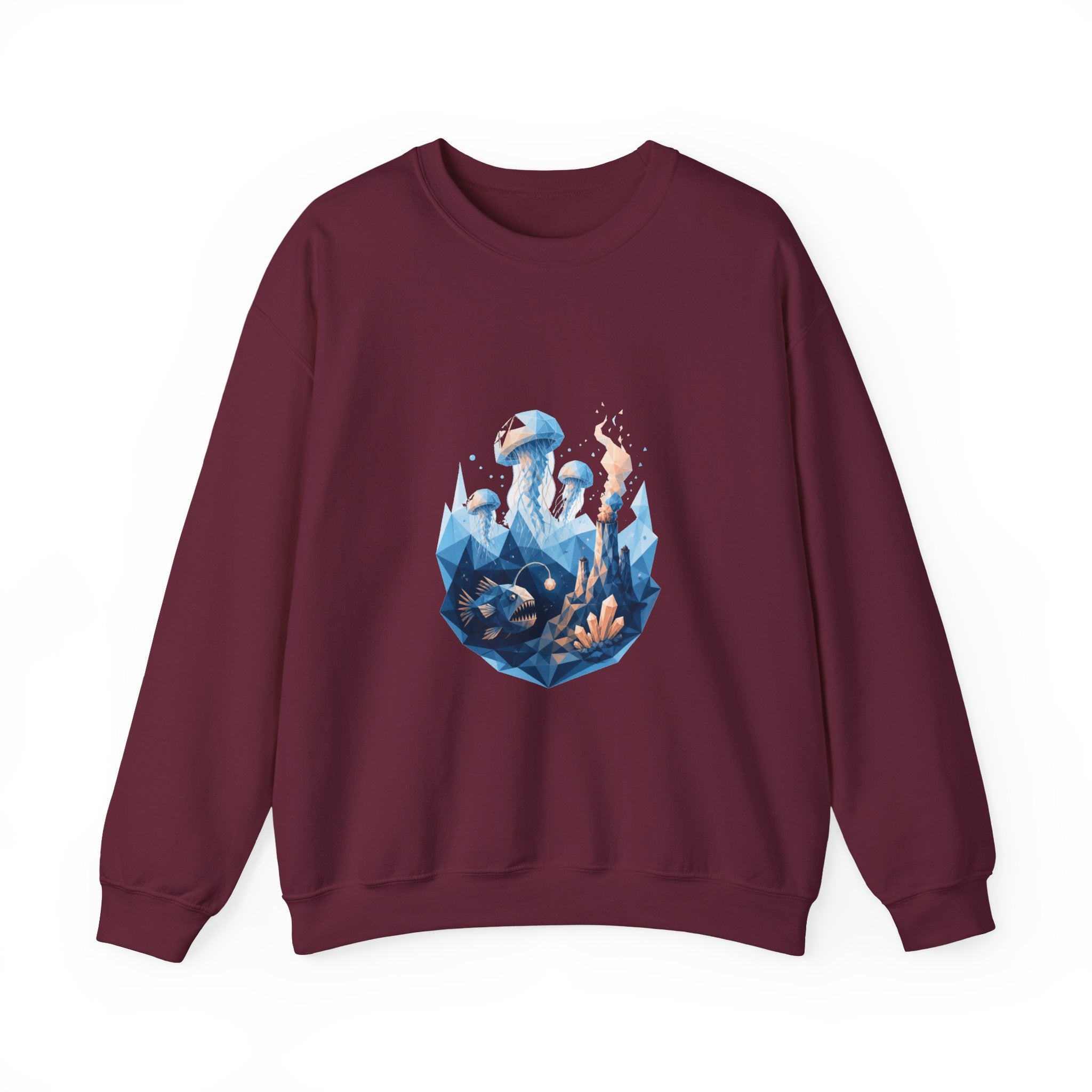 Matching Couple Sweatshirt - Coral Reef & Deep Sea Matching Couple Crewneck Sweatshirt Geometric Art His Hers Couple Gift - Design B