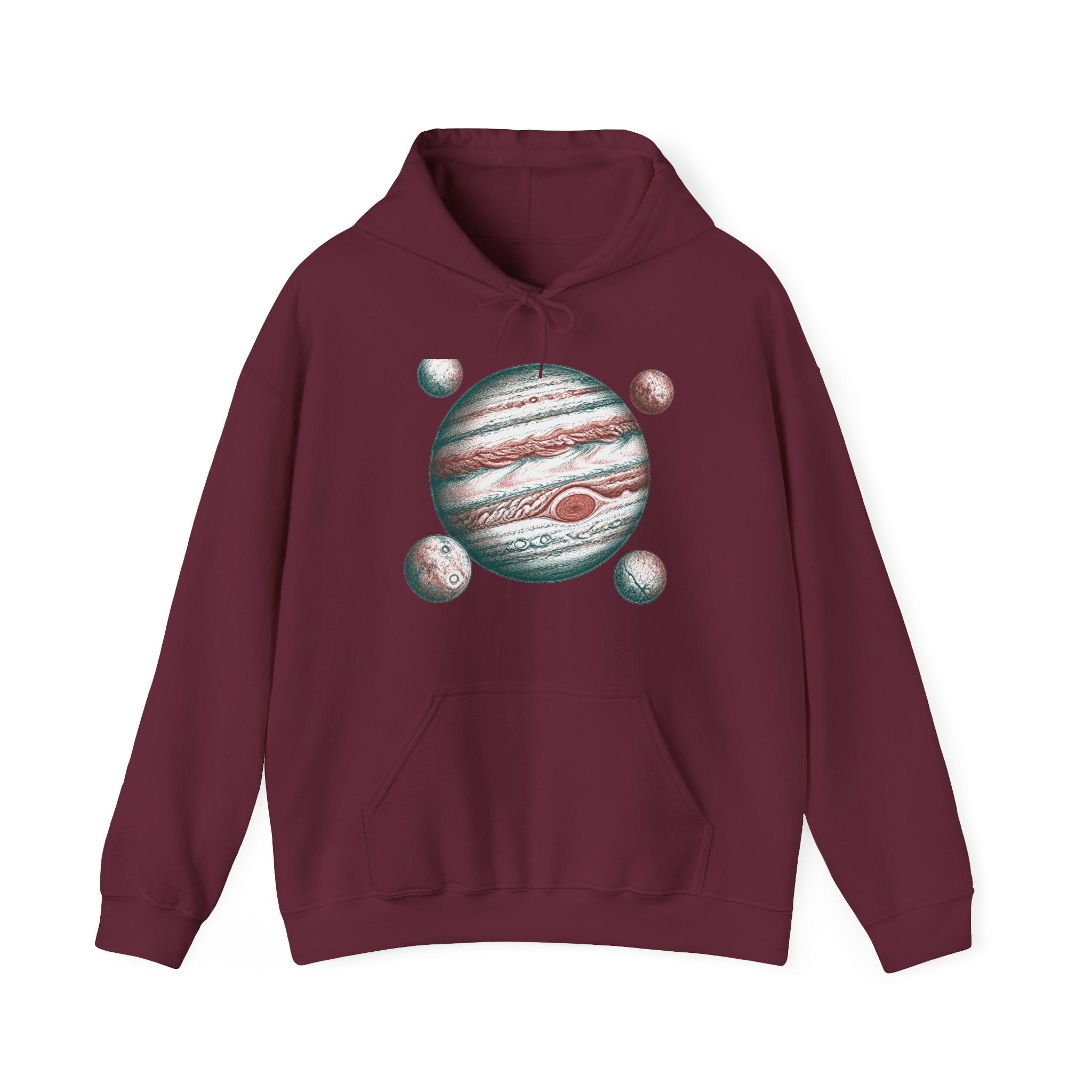 Matching Couple Sweatshirt - Saturn & Jupiter Matching Couple Hooded Sweatshirt Hand-Drawn Art His Hers Best Friend Gift - Design B