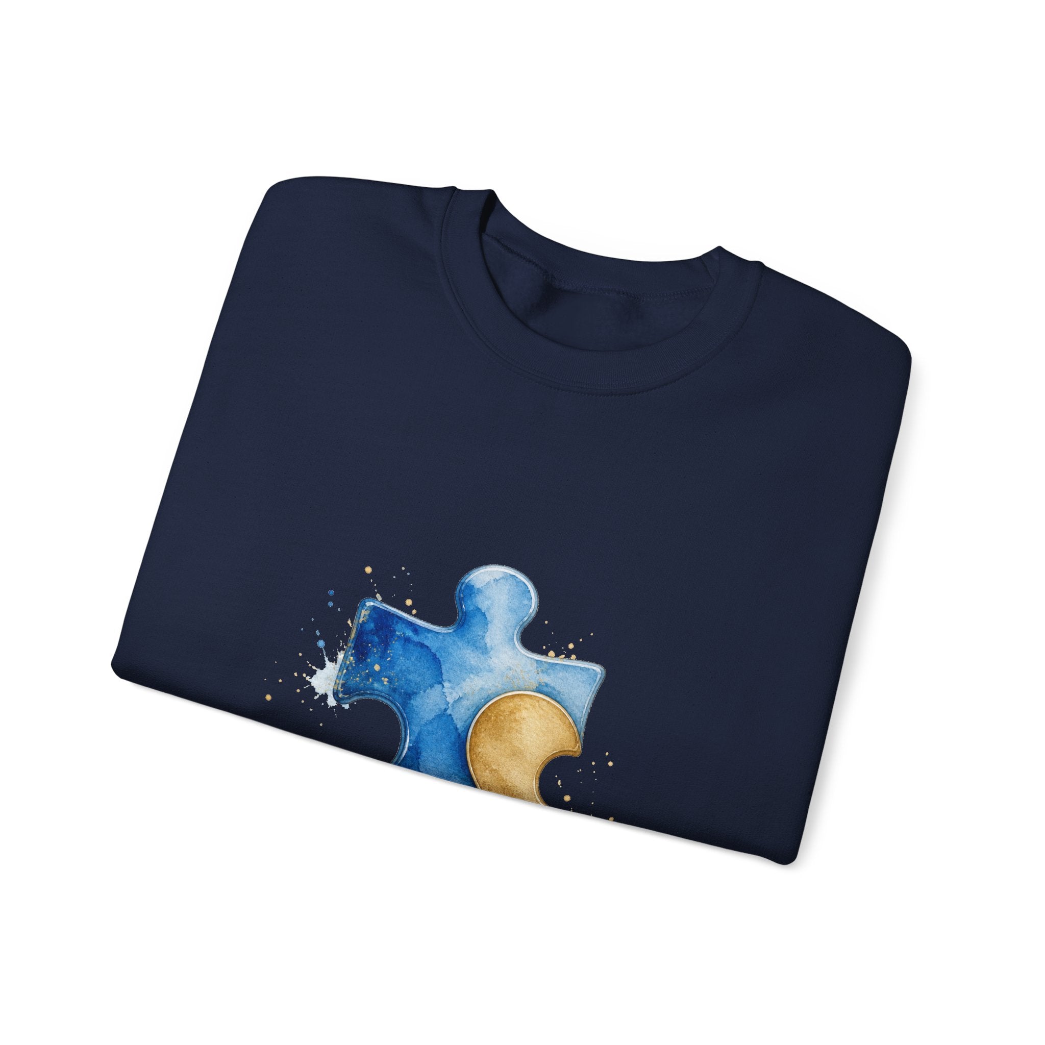 Matching Couple Sweatshirt - Puzzle Pieces Matching Couple Crewneck Sweatshirt Watercolor Art His Hers Engagement Gift - Design A