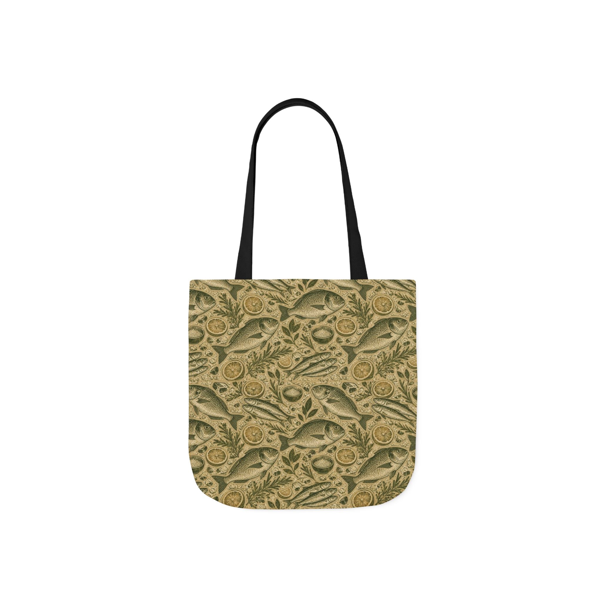 Mediterranean Fish Canvas Tote Bag Mediterranean Kitchen Linocut Design Italian Cottagecore Gift