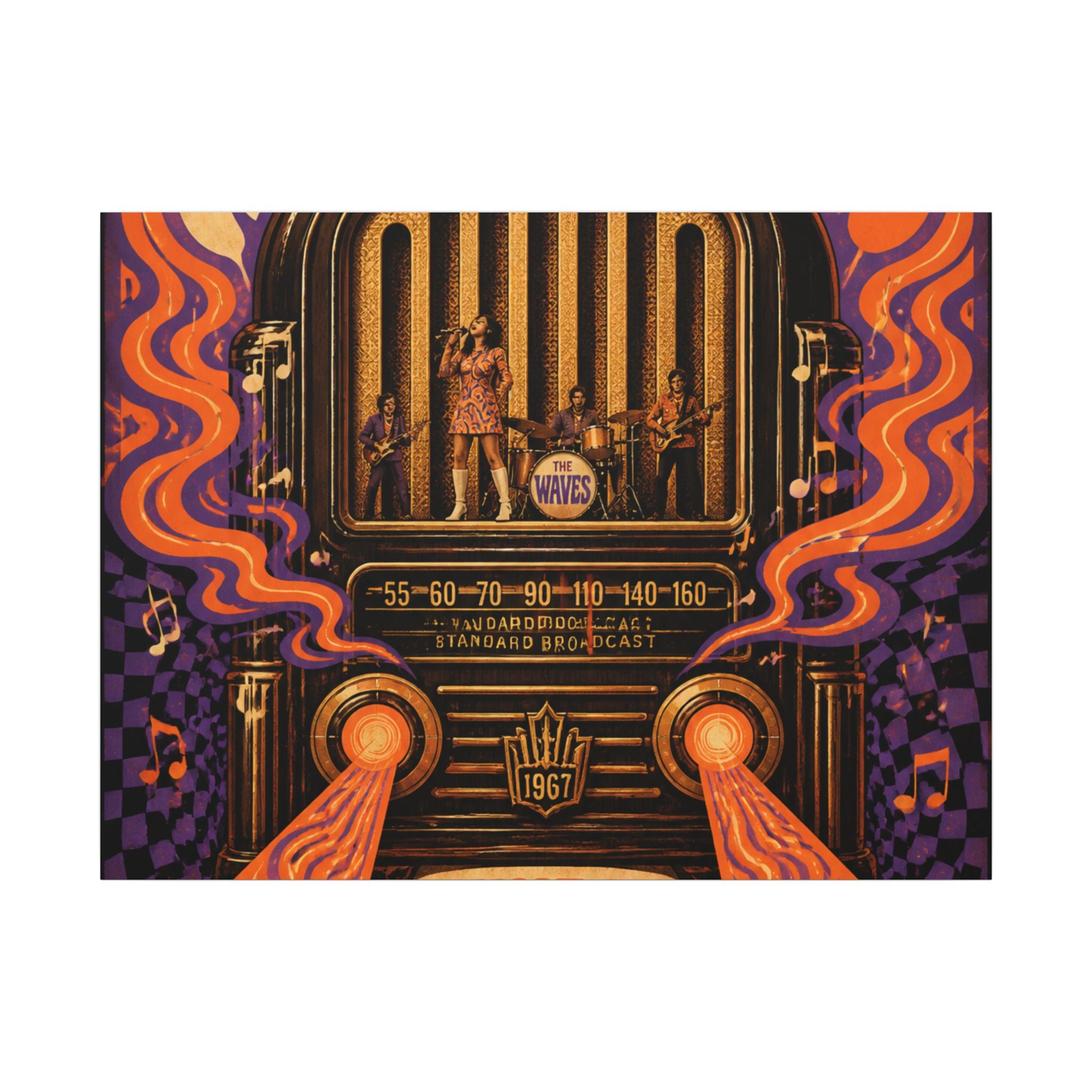 Vintage Radio Stage Wall Art Canvas 16×20 Psychedelic Cafe Decor Maximalist Print