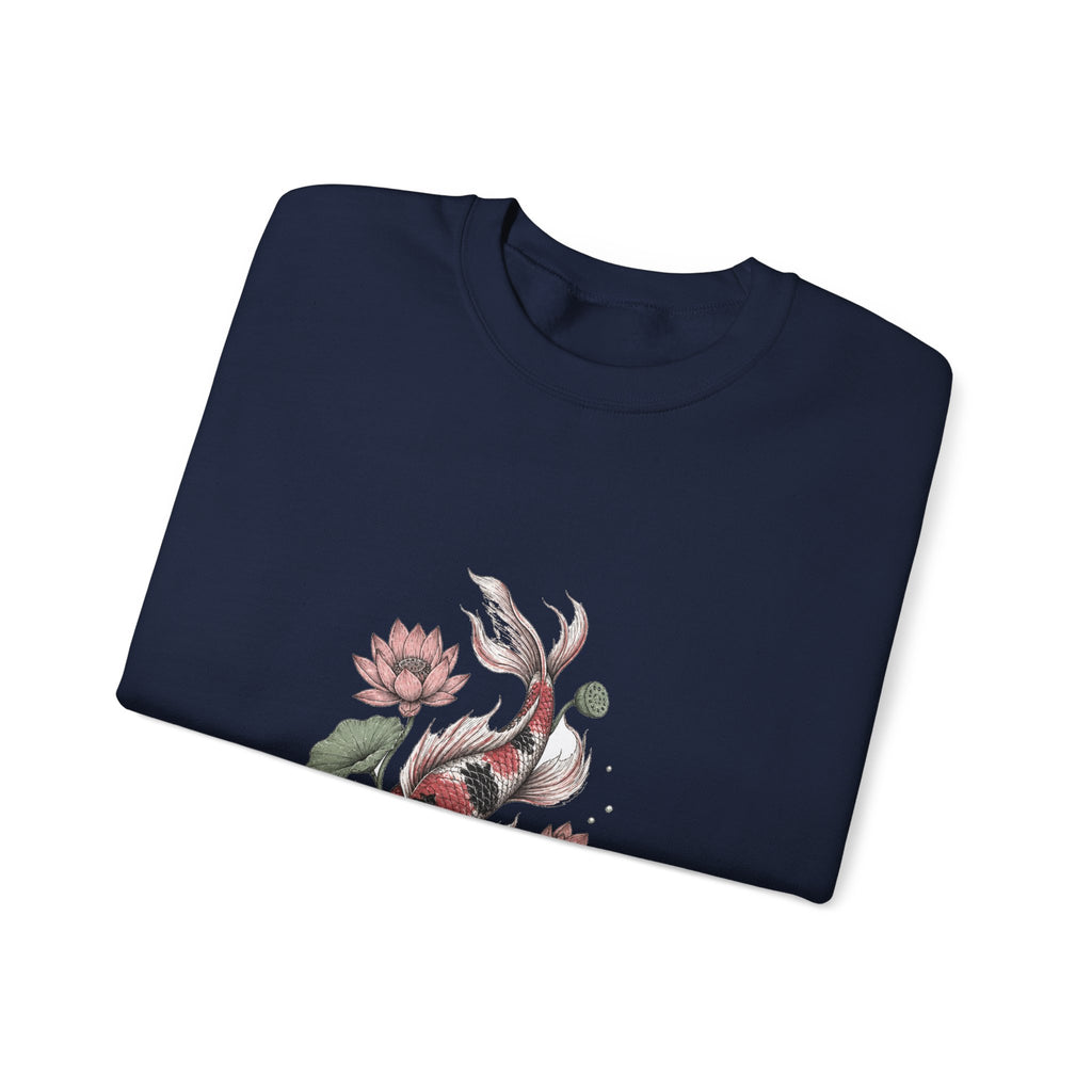 Matching Couple Sweatshirt - Koi Fish Yin Yang Matching Couple Premium Fleece Sweatshirt Hand-Drawn Art His Hers Anniversary Gift - Design B