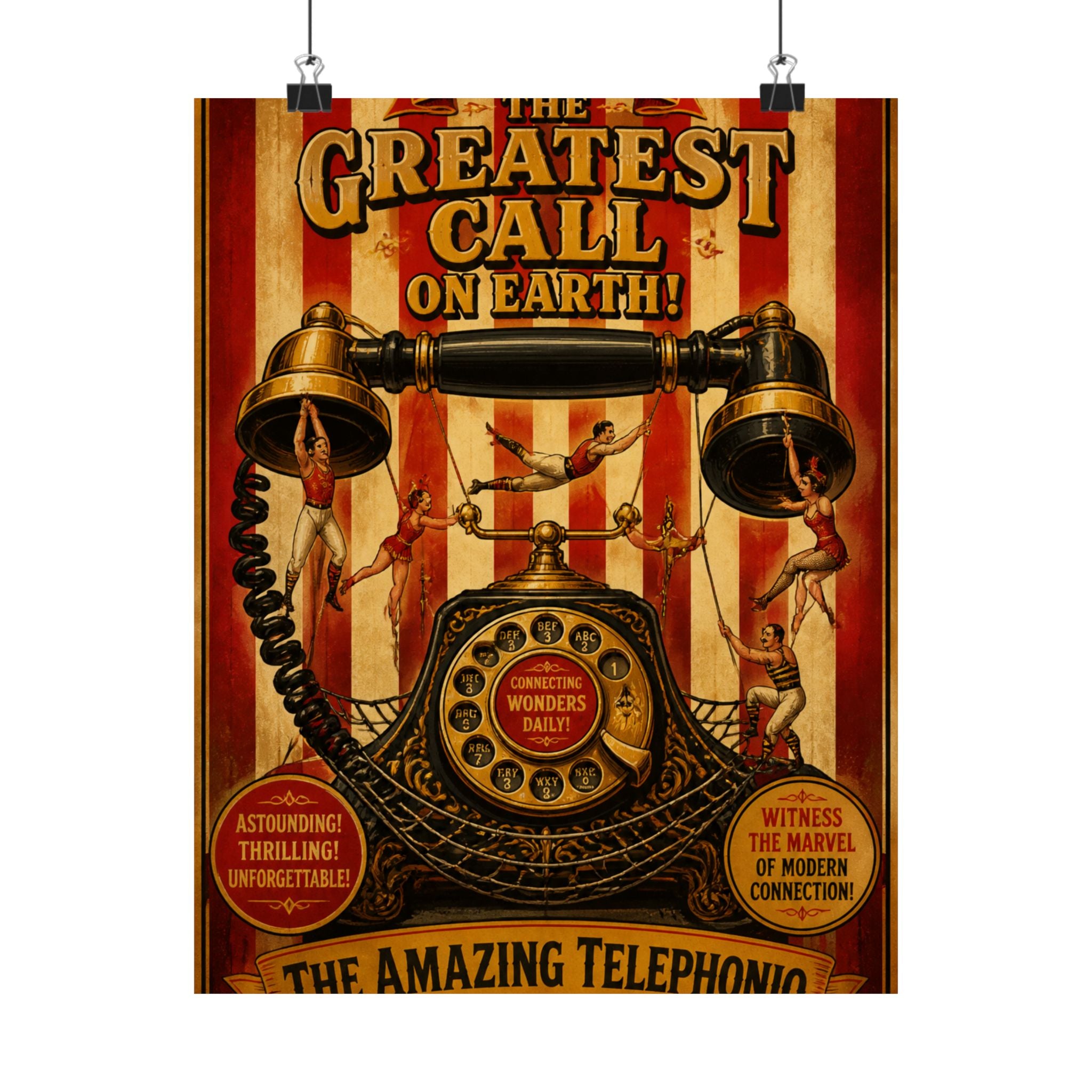 Vintage Telephone Booth Wall Art Poster 18×24 Vintage Circus Kitchen Decor Maximalist Print