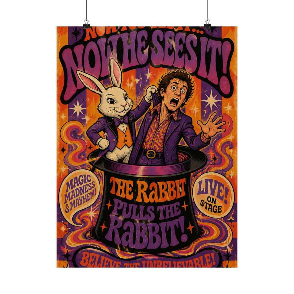 Magic Hat Rabbit Wall Art Poster 24×36 Psychedelic Dining Room Decor Maximalist Print