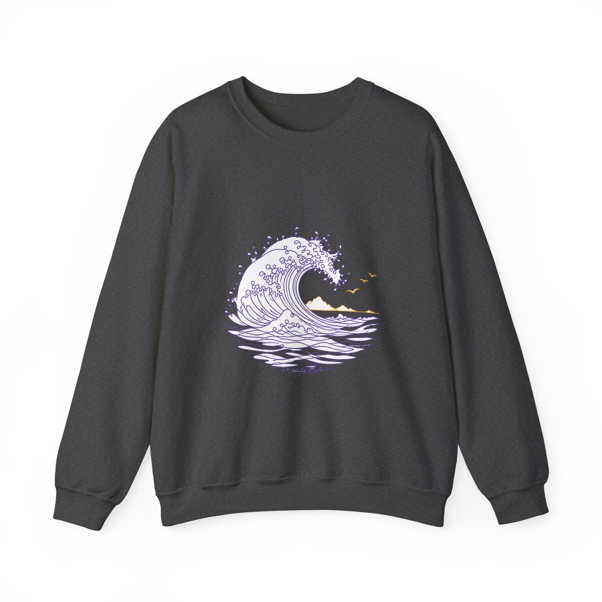 Matching Couple Sweatshirt - Mountain & Ocean Matching Couple Premium Fleece Sweatshirt Minimalist Art His Hers Christmas Gift - Design B