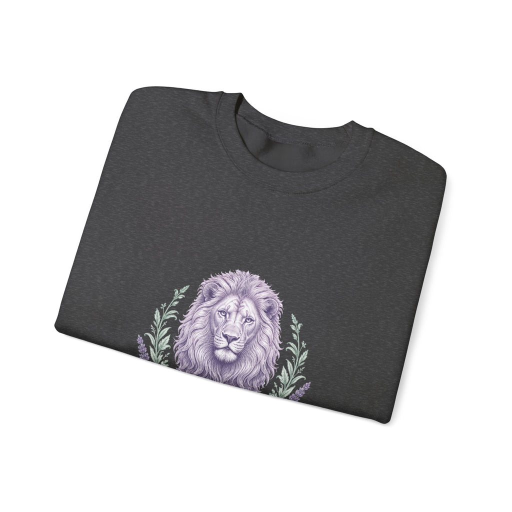 Matching Couple Sweatshirt - Lion & Lamb Matching Couple Crewneck Sweatshirt Vintage Art His Hers Wedding Gift - Design A