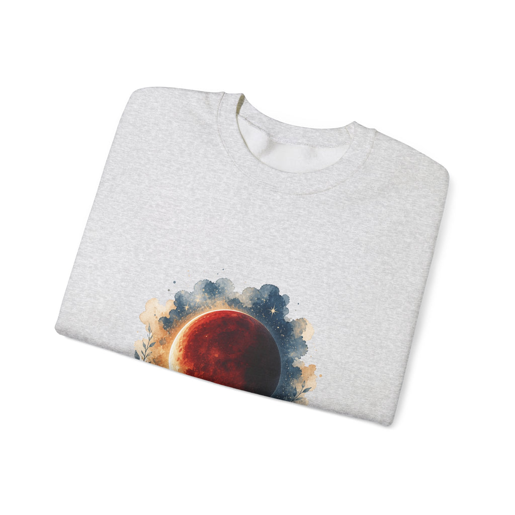 Matching Couple Sweatshirt - Solar & Lunar Eclipse Matching Couple Comfort Colors Crew Watercolor Art His Hers Birthday Gift - Design B