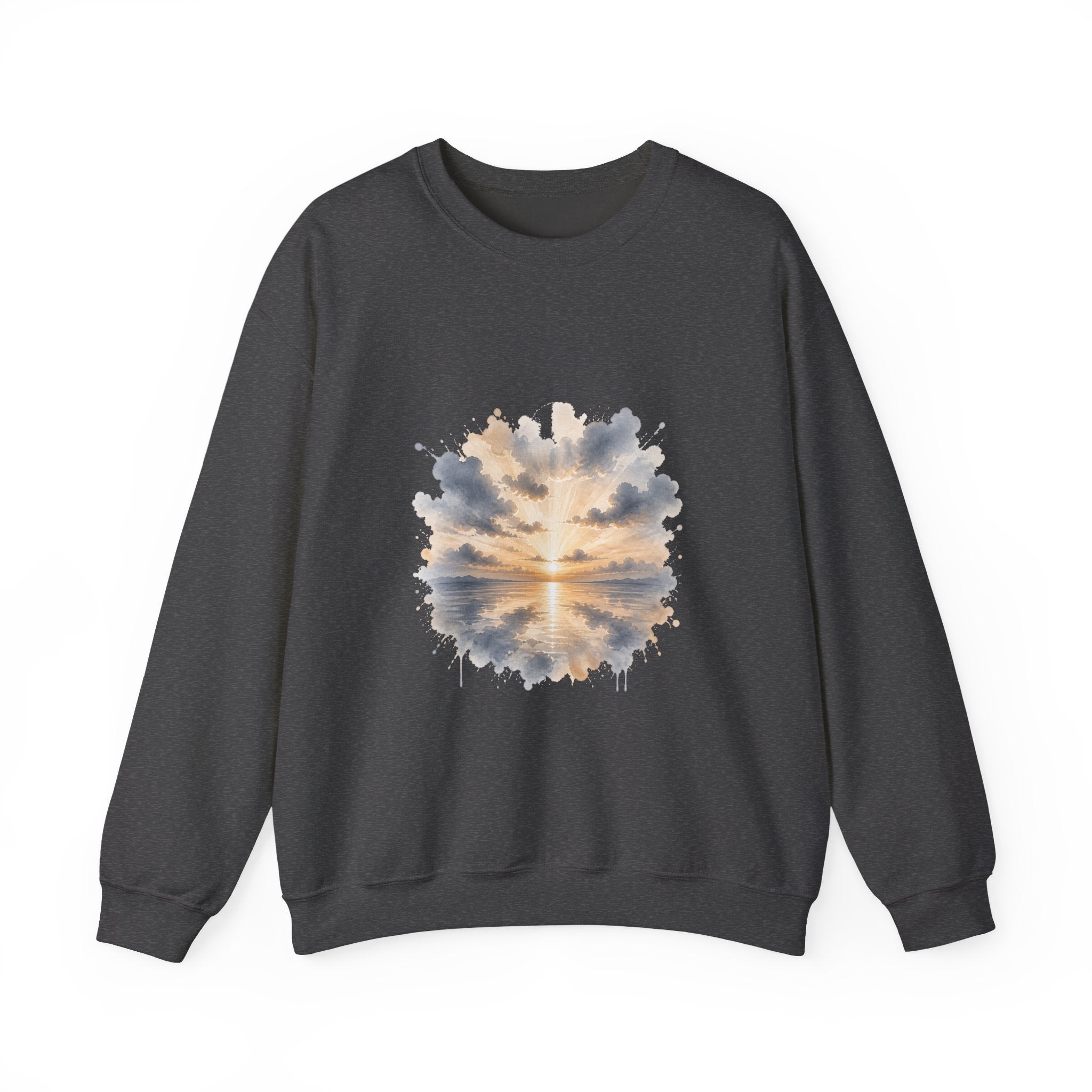 Matching Couple Sweatshirt - Sunrise & Sunset Matching Couple Premium Fleece Sweatshirt Watercolor Art His Hers Birthday Gift - Design A