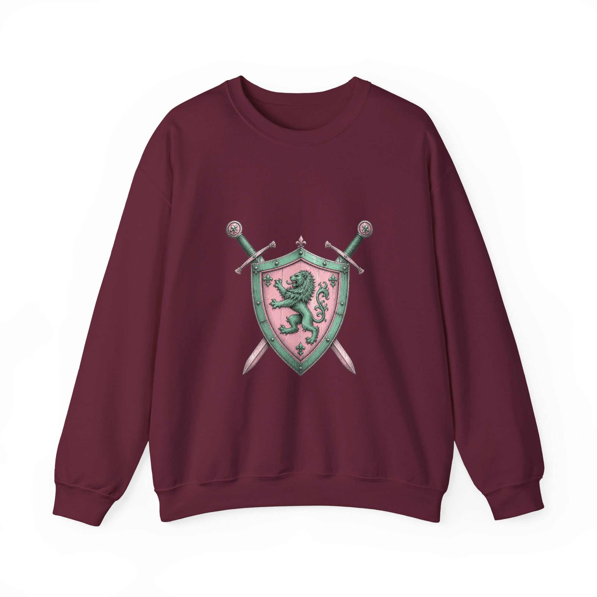 Matching Couple Sweatshirt - Crown & Shield Matching Couple Comfort Colors Crew Hand-Drawn Art His Hers Anniversary Gift - Design B