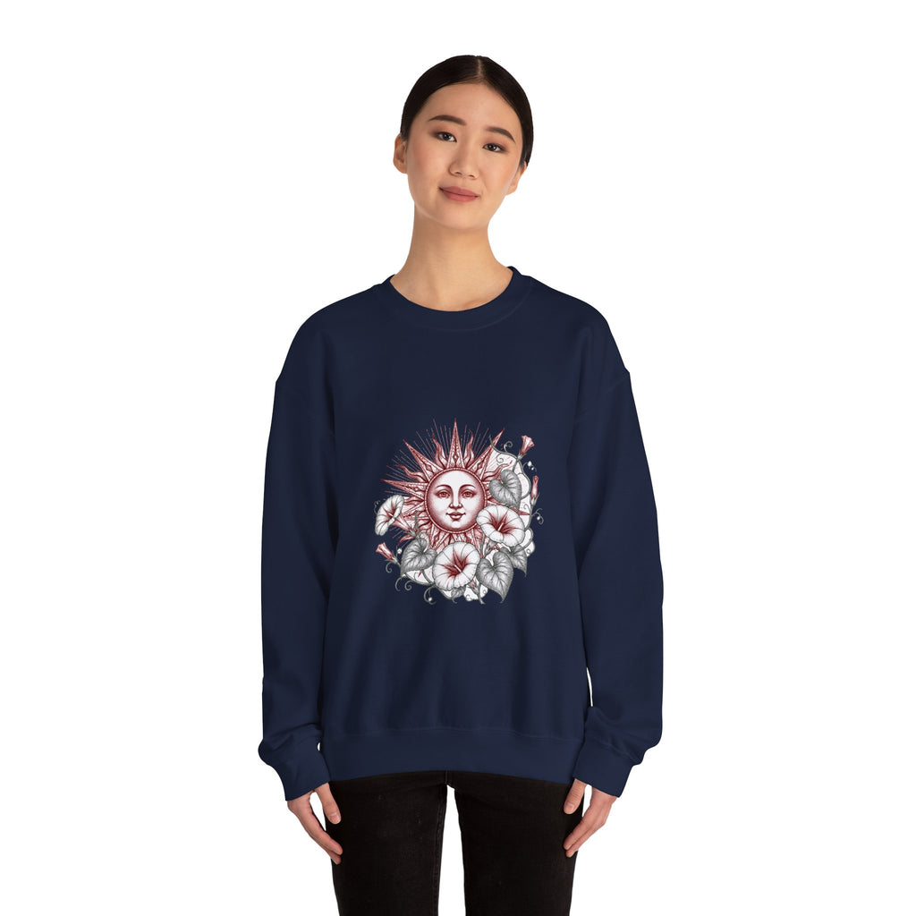 Matching Couple Sweatshirt - Sun & Moon Matching Couple Crewneck Sweatshirt Hand-Drawn Art His Hers Best Friend Gift - Design B