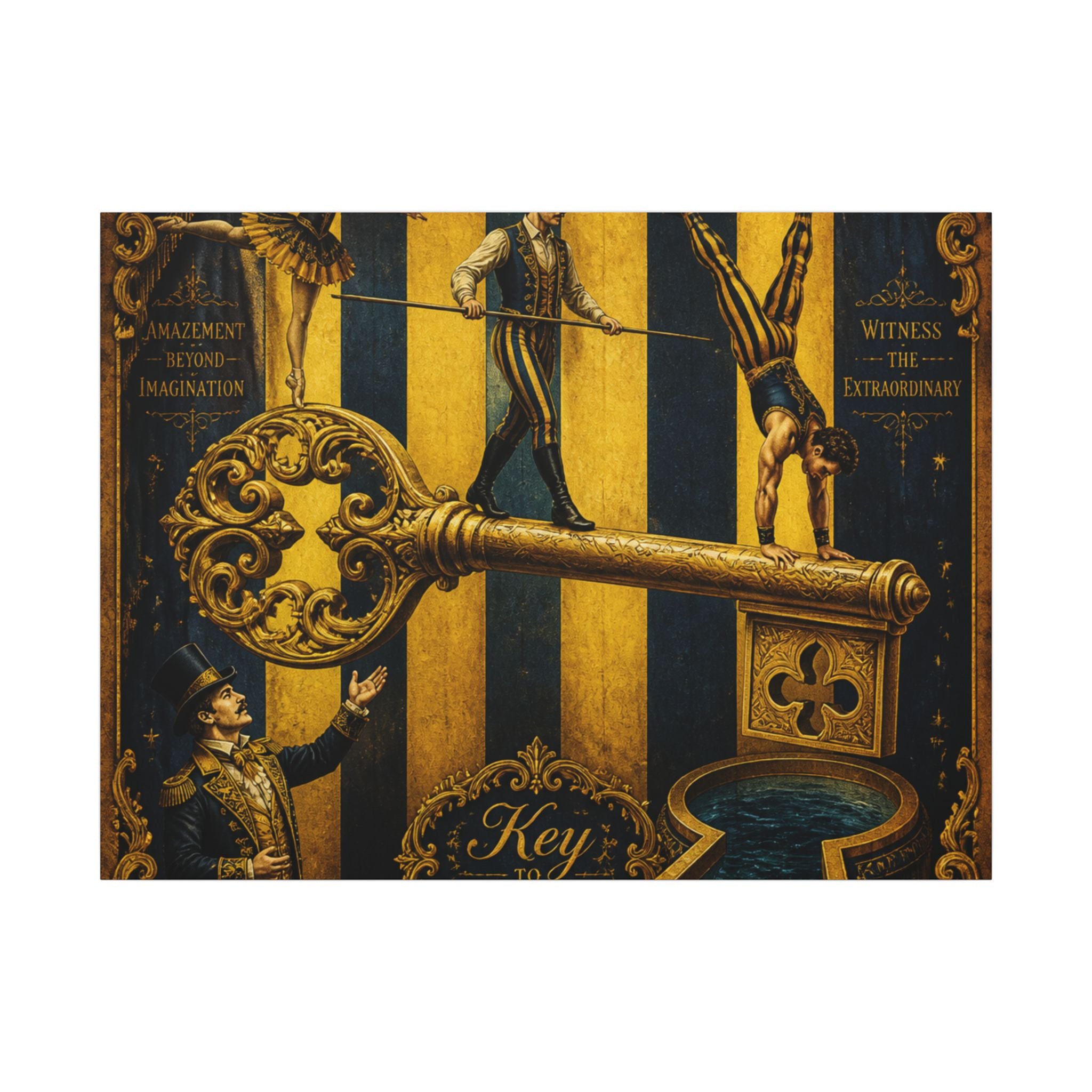 Giant Key Performance Wall Art Canvas 24×36 Baroque Studio Decor Maximalist Print