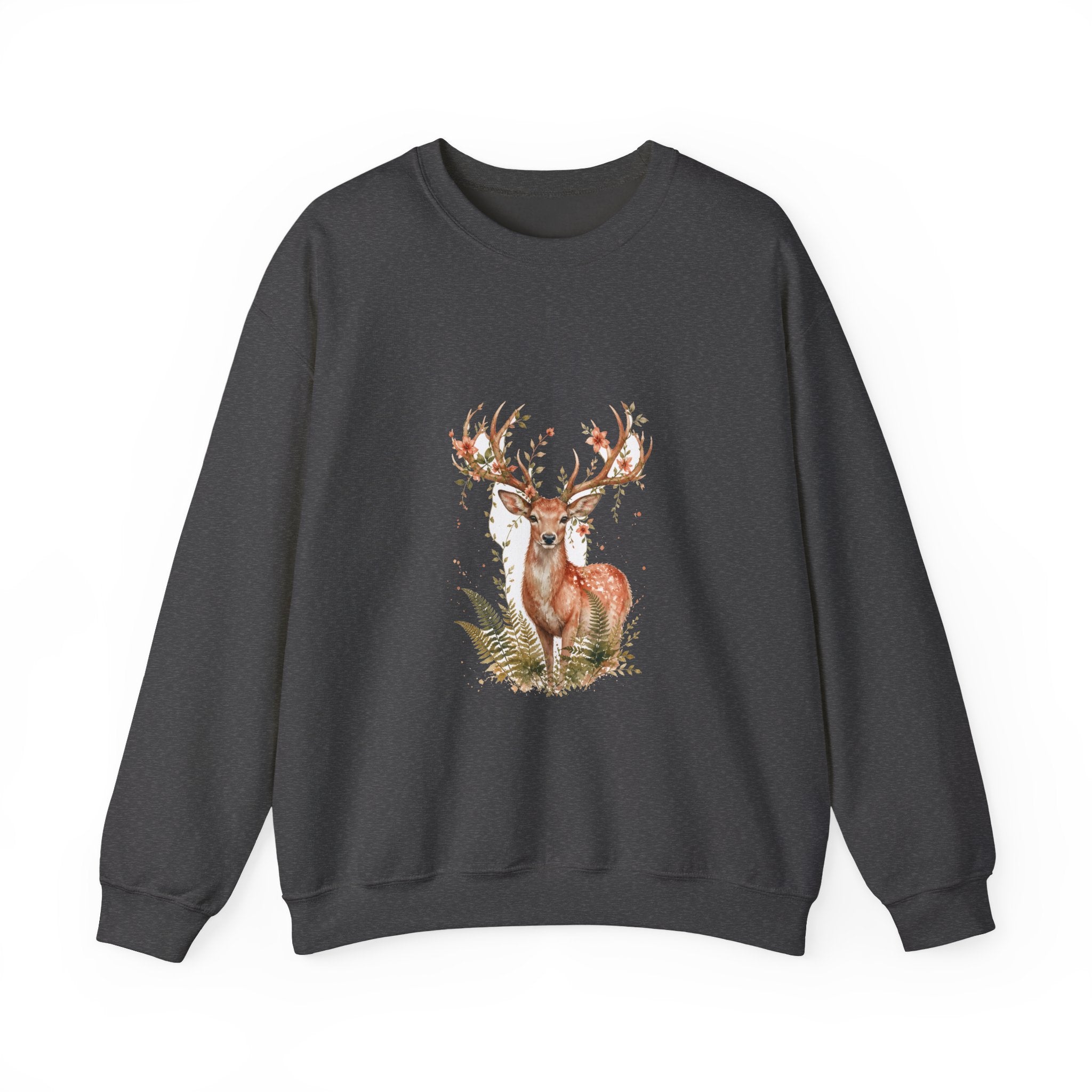 Matching Couple Sweatshirt - Bear & Deer Matching Couple Crewneck Sweatshirt Watercolor Art His Hers Engagement Gift - Design B