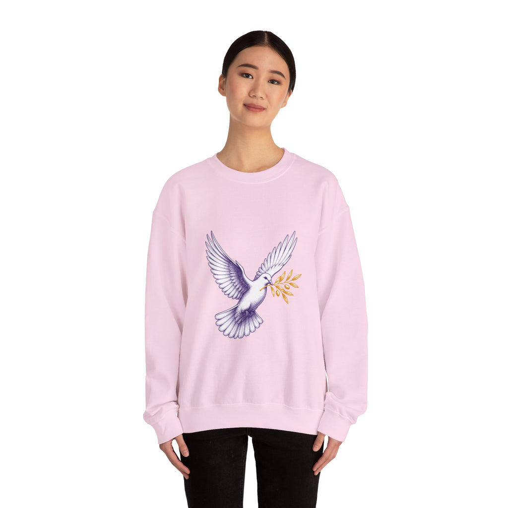 Matching Couple Sweatshirt - Wolf & Dove Matching Couple Crewneck Sweatshirt Hand-Drawn Art His Hers Best Friend Gift - Design B