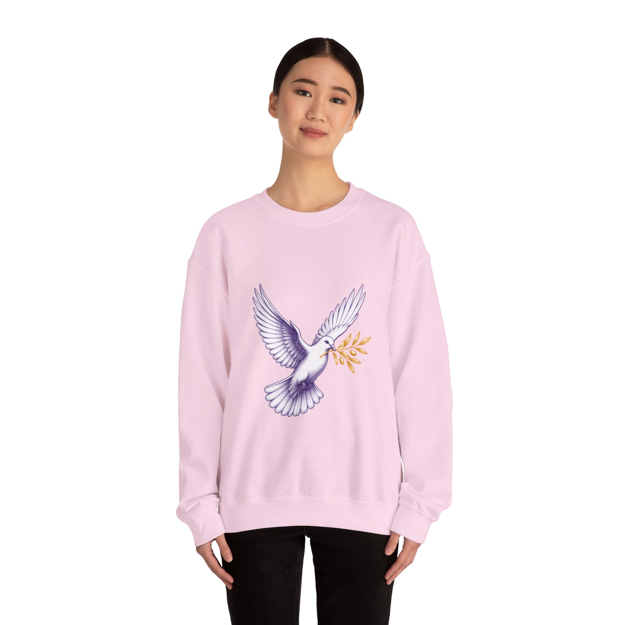 Matching Couple Sweatshirt - Wolf & Dove Matching Couple Crewneck Sweatshirt Hand-Drawn Art His Hers Best Friend Gift - Design B