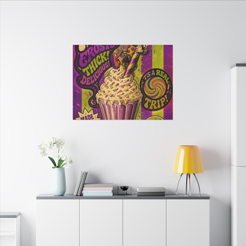 Milkshake Slide Clown Wall Art Canvas 16×20 Psychedelic Cafe Decor Maximalist Print