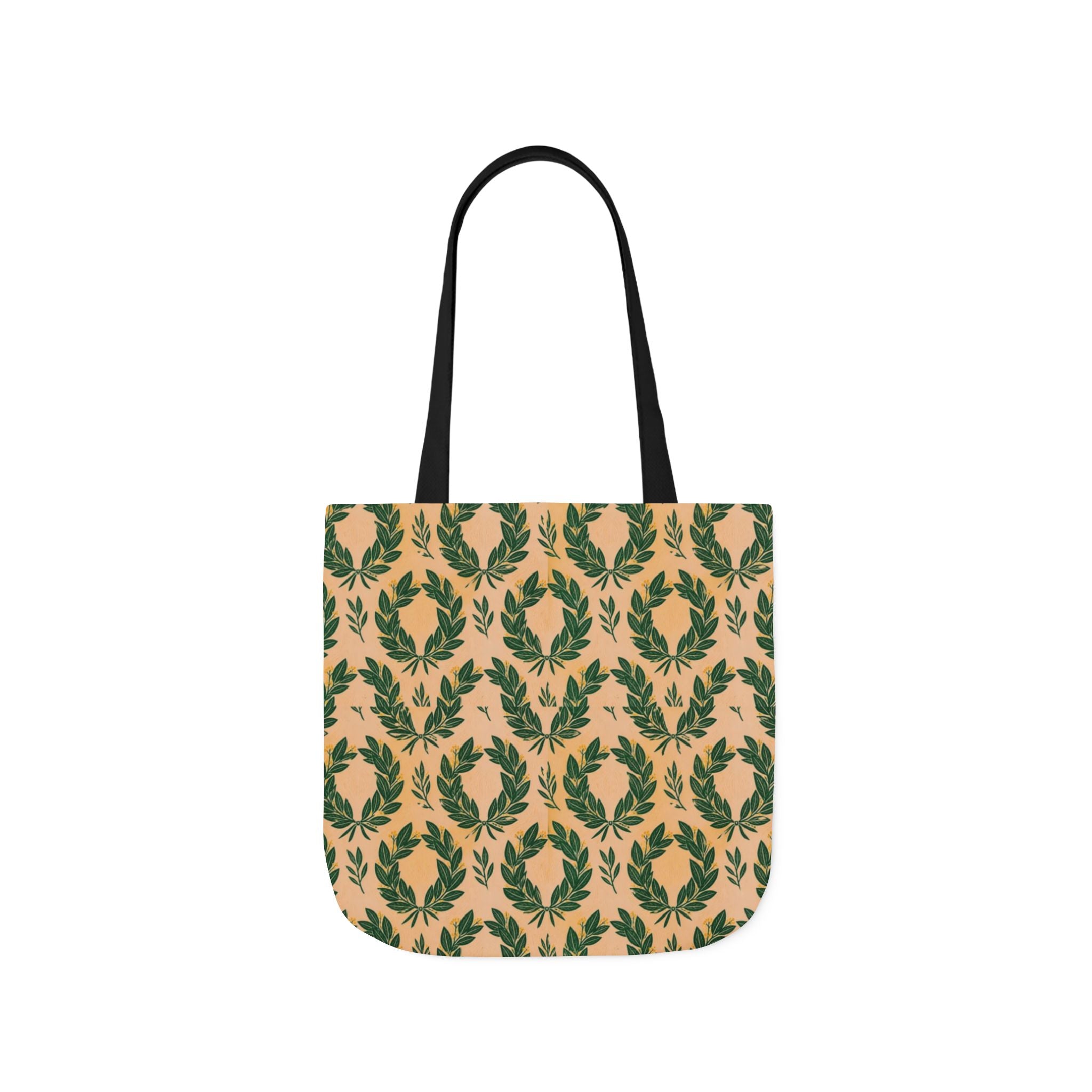 Bay Laurel Wreath Canvas Tote Bag Mediterranean Kitchen Linocut Design Italian Cottagecore Gift