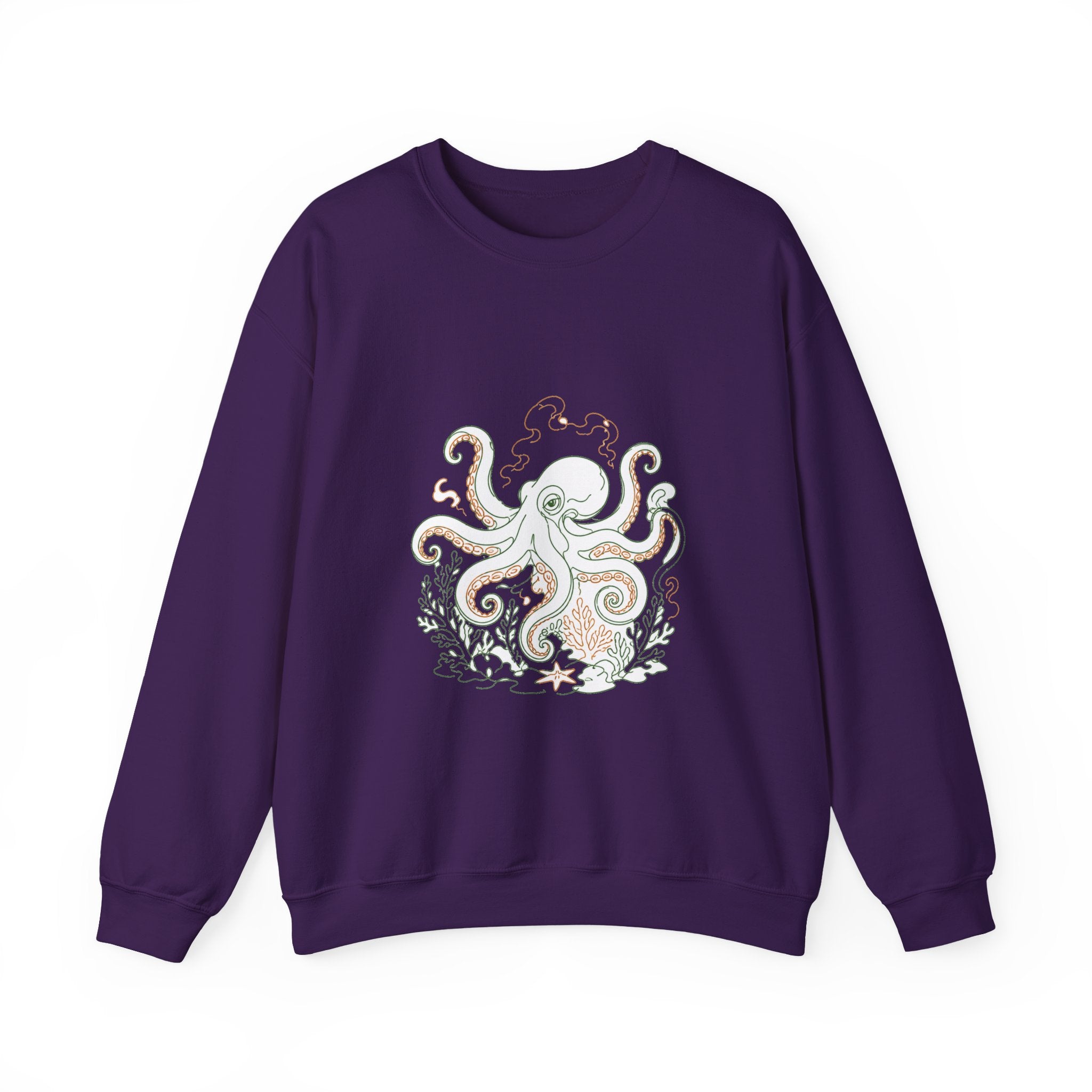 Matching Couple Sweatshirt - Octopus & Jellyfish Matching Couple Comfort Colors Crew Minimalist Art His Hers Christmas Gift - Design A
