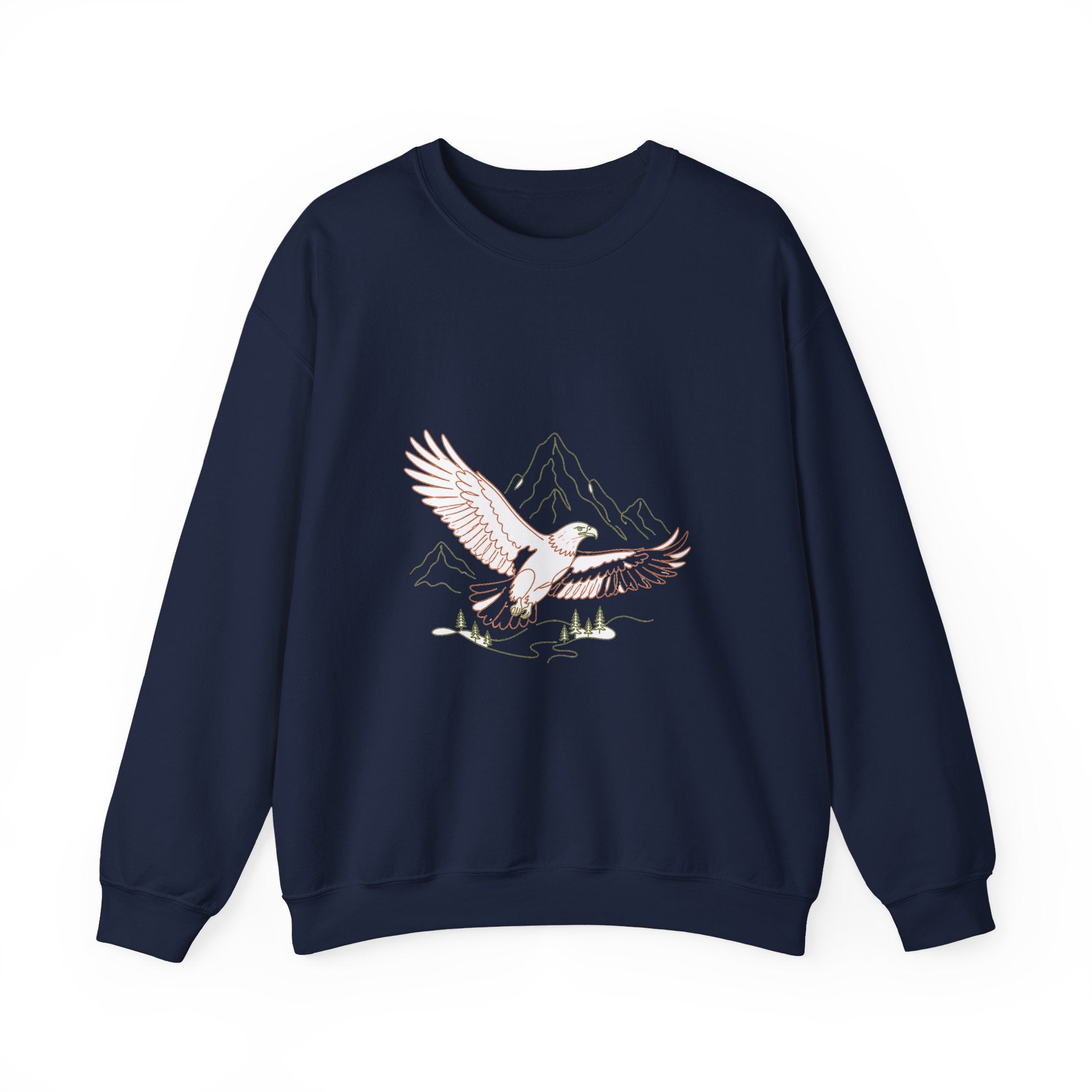 Matching Couple Sweatshirt - Eagle & Whale Matching Couple Premium Fleece Sweatshirt Minimalist Art His Hers Christmas Gift - Design A