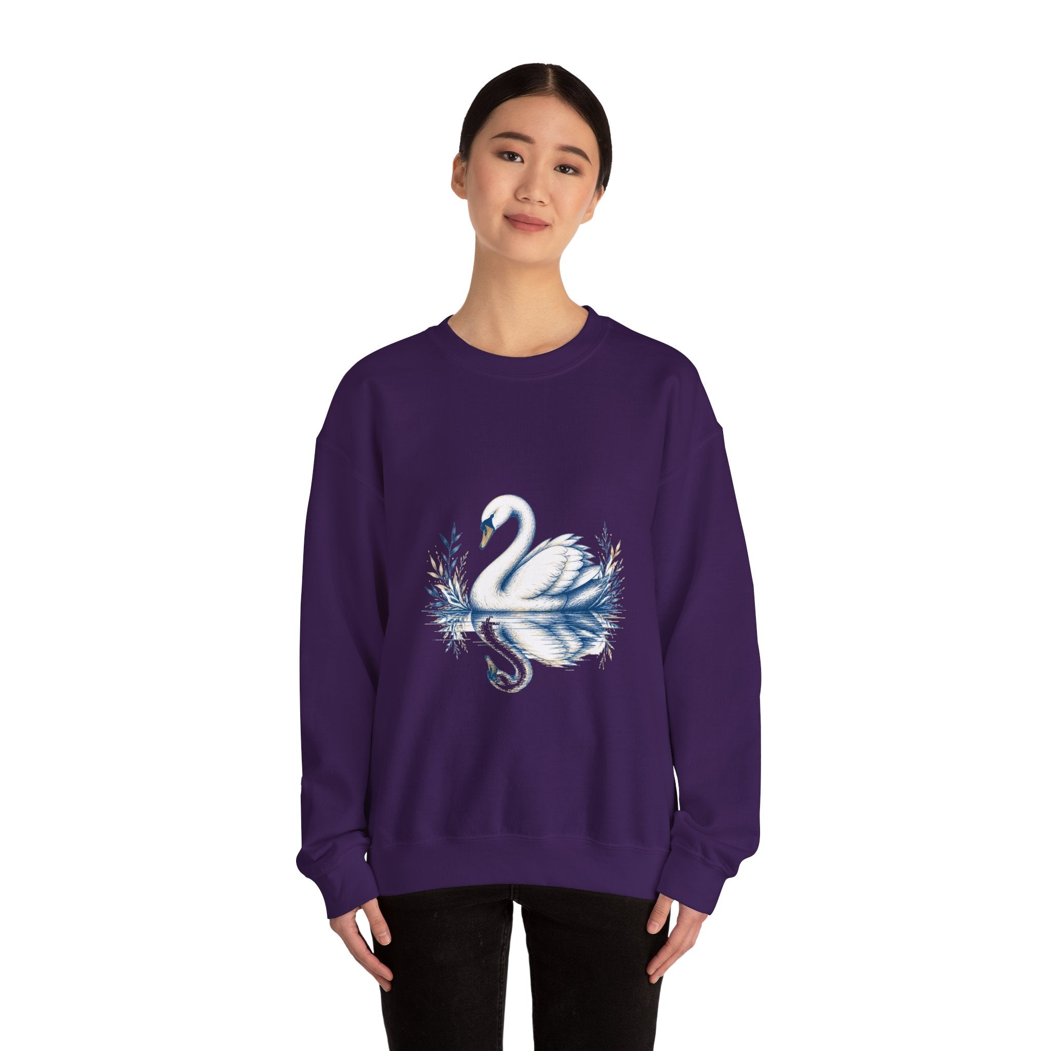 Matching Couple Sweatshirt - Raven & Swan Matching Couple Crewneck Sweatshirt Hand-Drawn Art His Hers Best Friend Gift - Design B