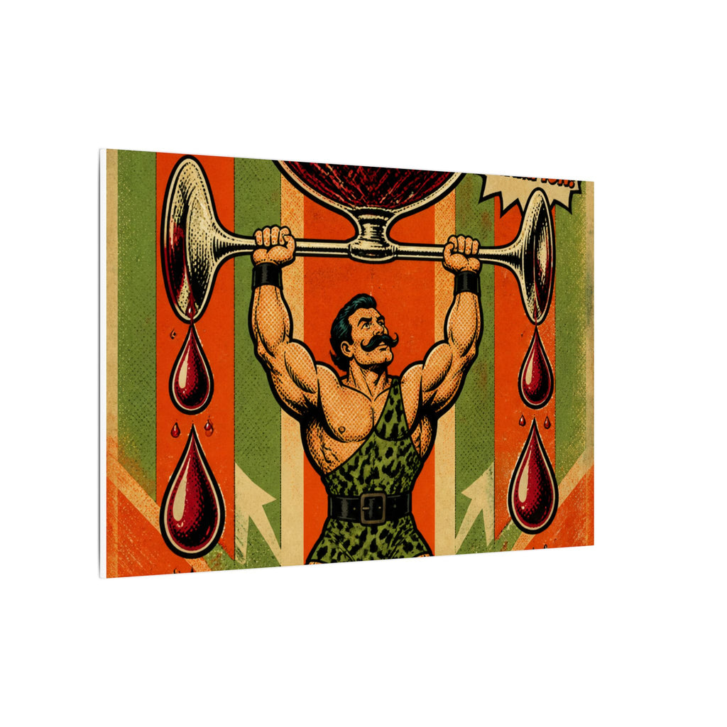 Wine Glass Strongman Wall Art Canvas 24×36 Pop Art Restaurant Decor Maximalist Print