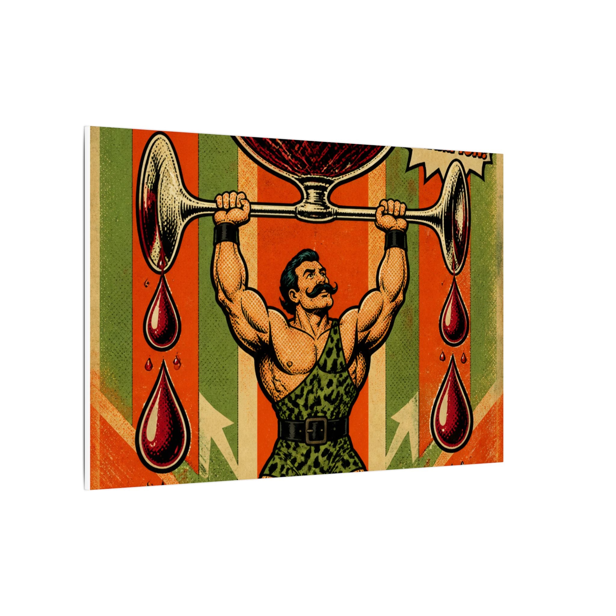 Wine Glass Strongman Wall Art Canvas 24×36 Pop Art Restaurant Decor Maximalist Print