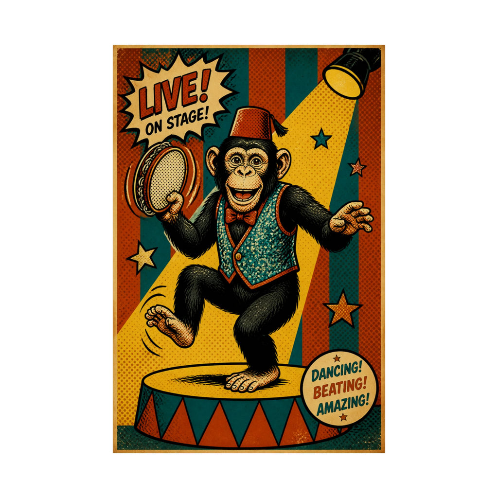 Dancing Monkey Wall Art Poster 24×36 Pop Art Restaurant Decor Maximalist Print