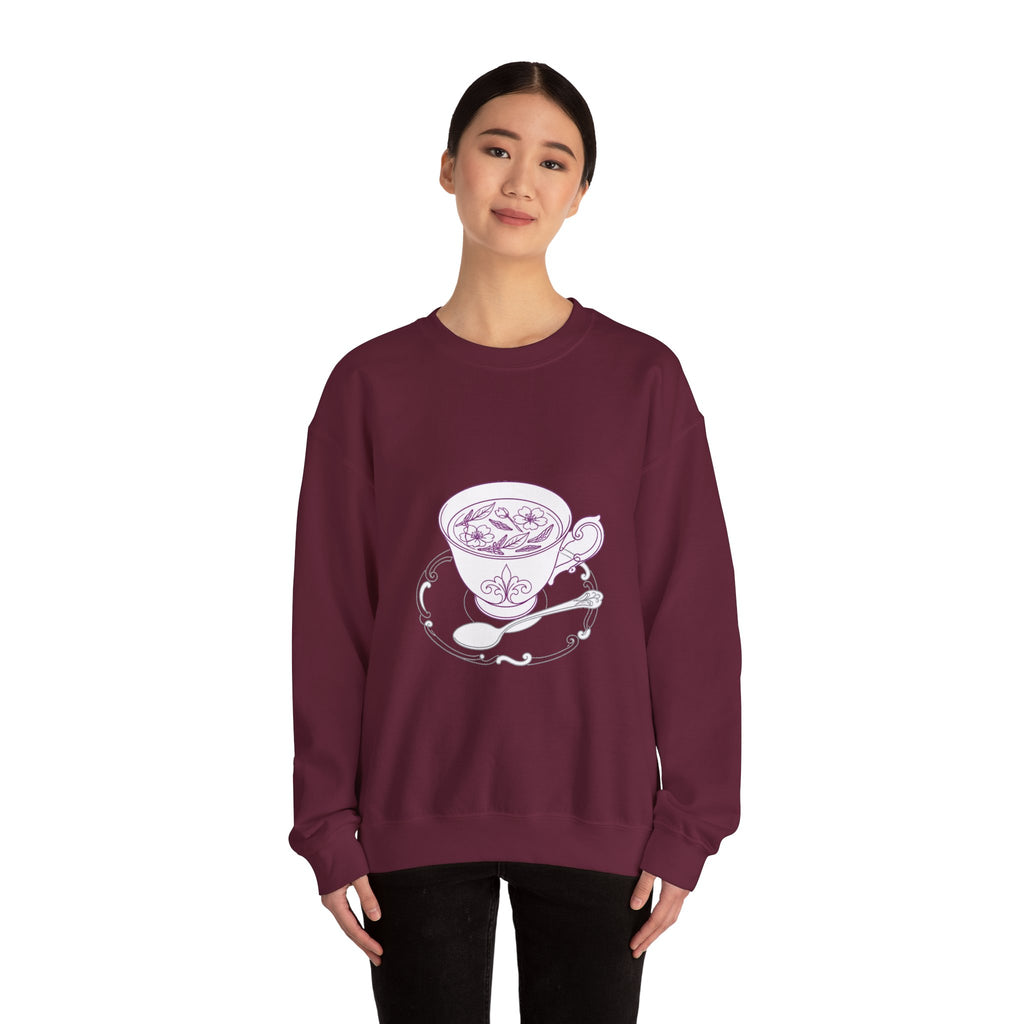 Matching Couple Sweatshirt - Coffee & Tea Matching Couple Comfort Colors Crew Minimalist Art His Hers Christmas Gift - Design B