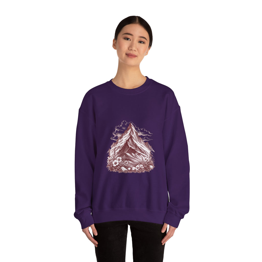 Matching Couple Sweatshirt - Mountain & Ocean Matching Couple Crewneck Sweatshirt Hand-Drawn Art His Hers Best Friend Gift - Design A