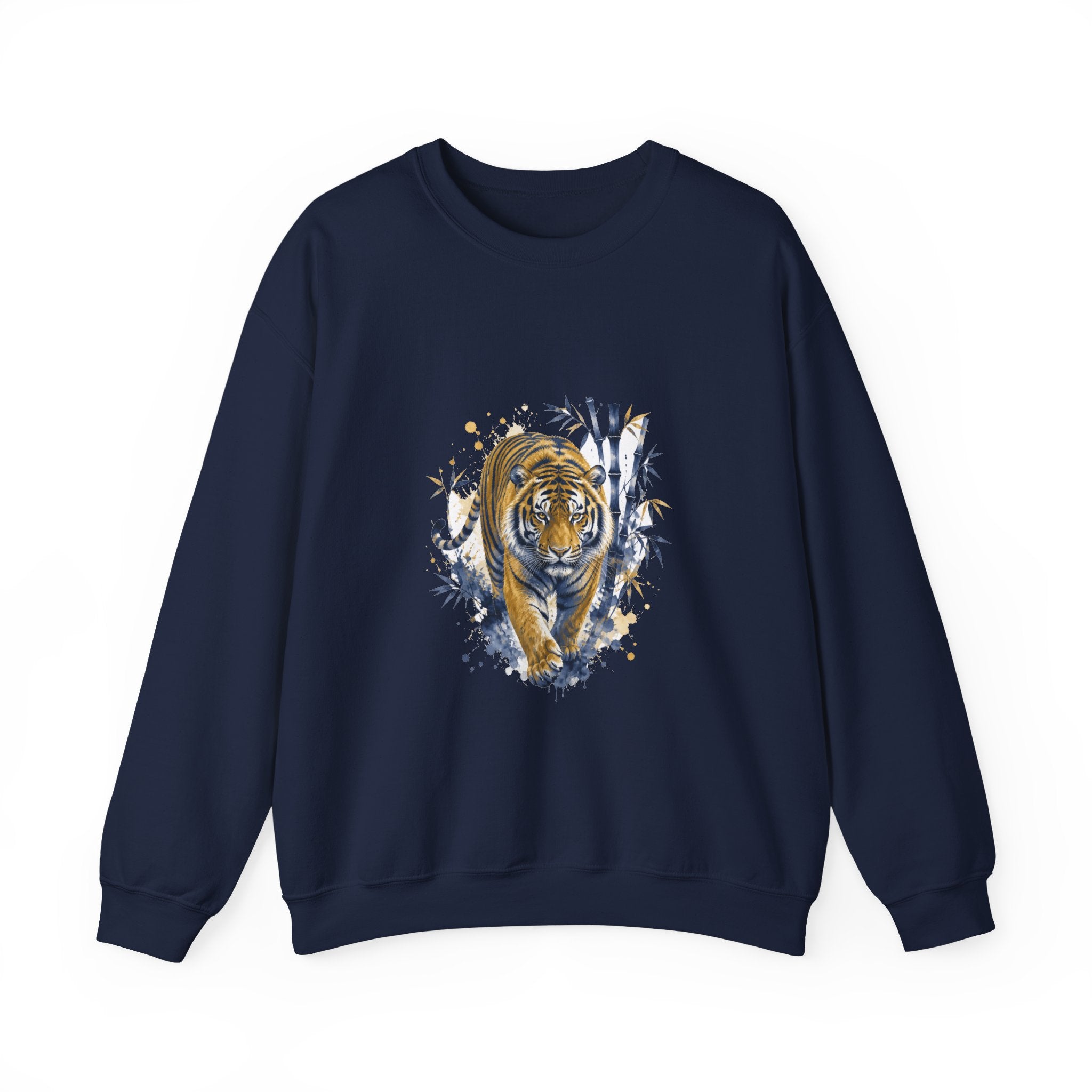 Matching Couple Sweatshirt - Tiger & Crane Matching Couple Crewneck Sweatshirt Watercolor Art His Hers Engagement Gift - Design A