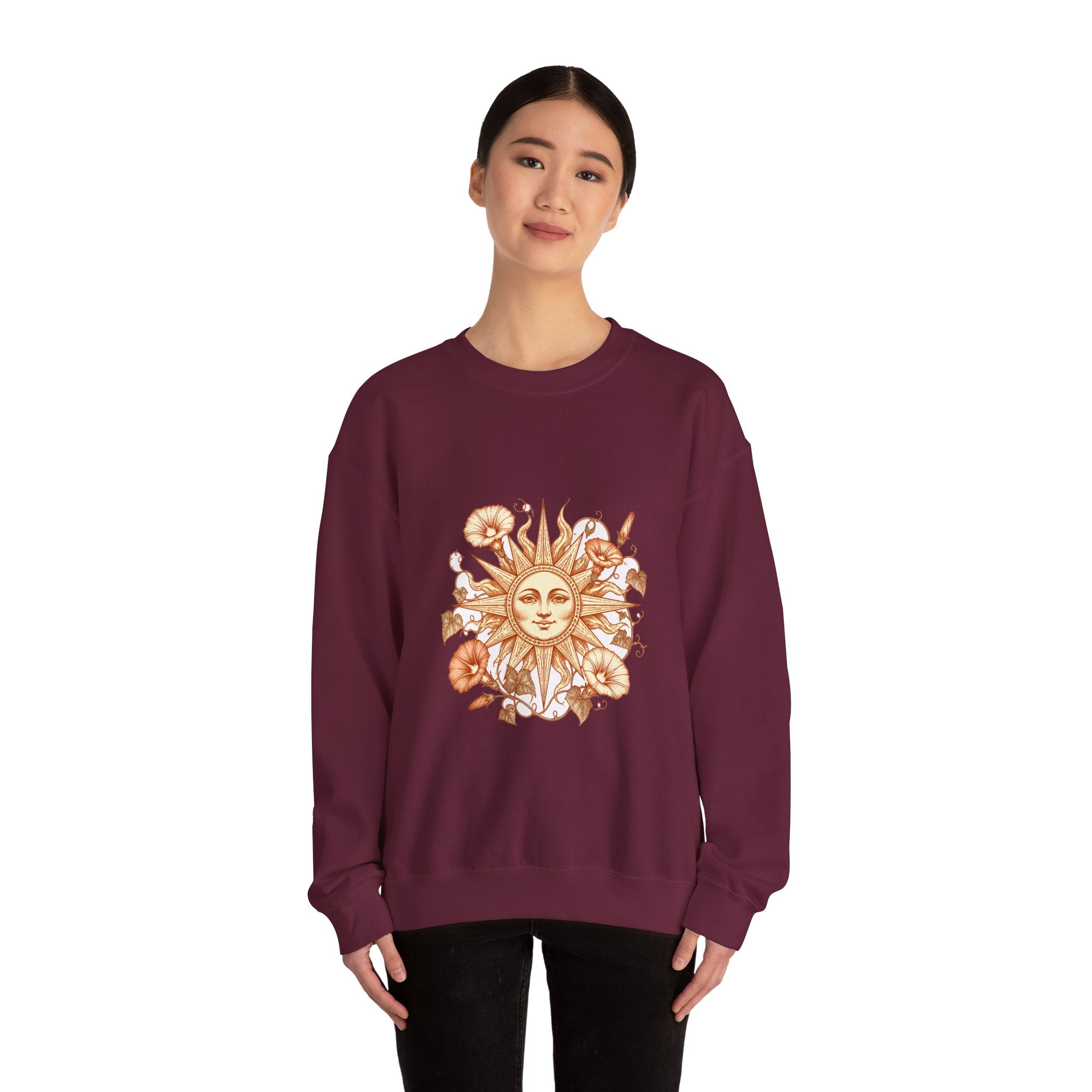 Matching Couple Sweatshirt - Sun & Moon Matching Couple Comfort Colors Crew Hand-Drawn Art His Hers Anniversary Gift - Design B