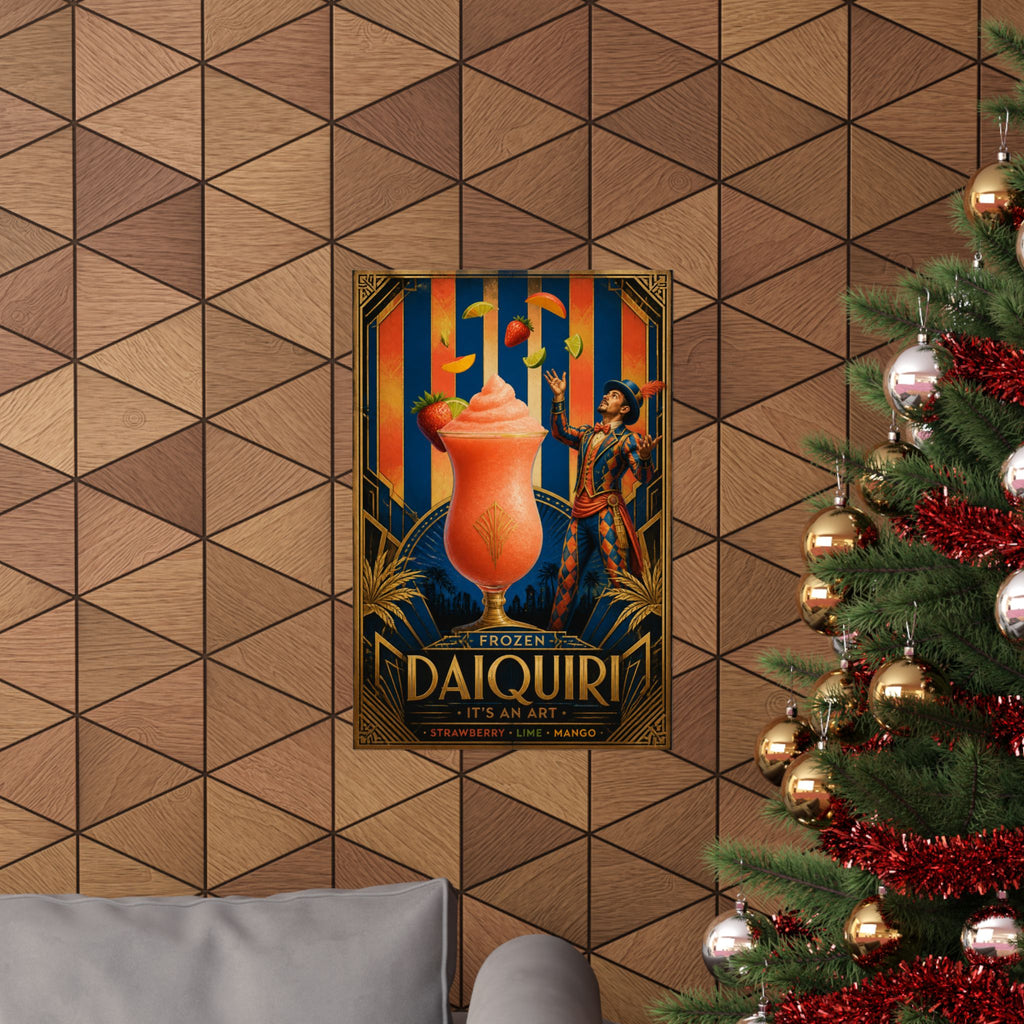 Daiquiri Fruit Juggler Wall Art Poster 18×24 Art Deco Entryway Decor Maximalist Print