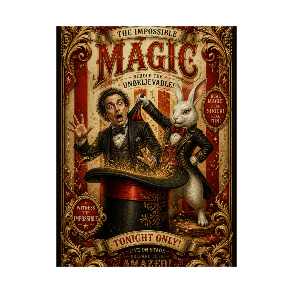 Magic Hat Rabbit Wall Art Poster 24×36 Baroque Studio Decor Maximalist Print