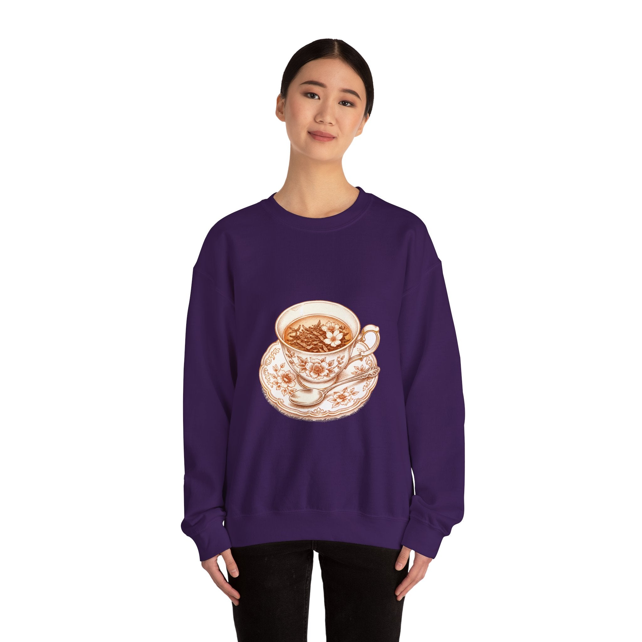 Matching Couple Sweatshirt - Coffee & Tea Matching Couple Crewneck Sweatshirt Hand-Drawn Art His Hers Best Friend Gift - Design B