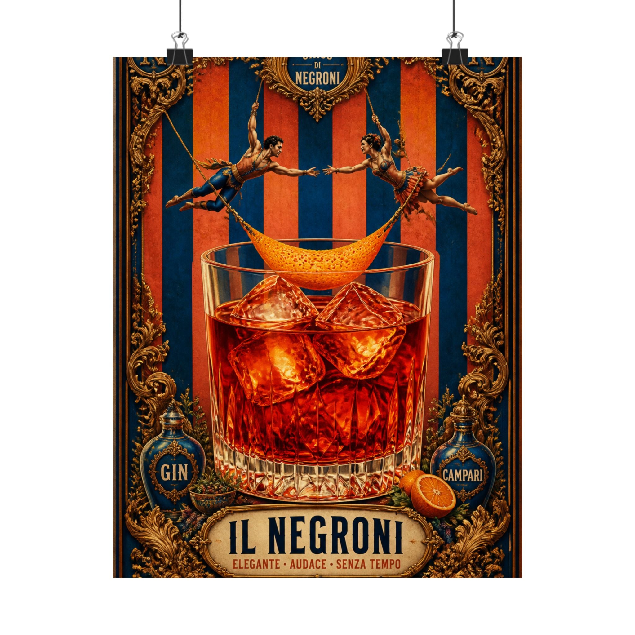 Negroni Trapeze Act Wall Art Poster 24×36 Baroque Studio Decor Maximalist Print