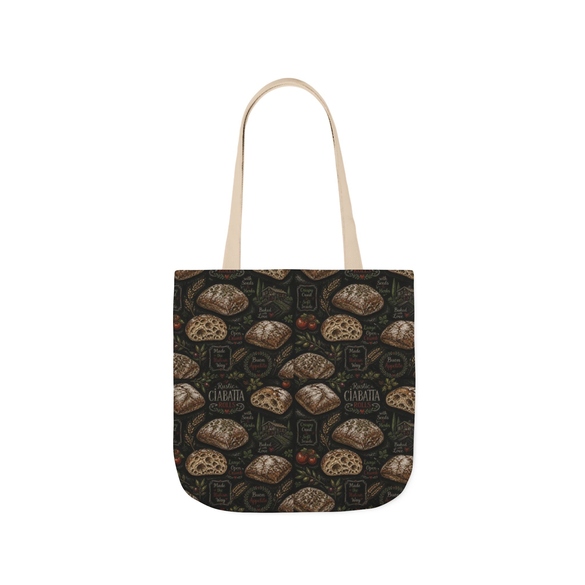 Ciabatta Rolls Canvas Tote Bag Mediterranean Kitchen Chalk Art Design Italian Cottagecore Gift