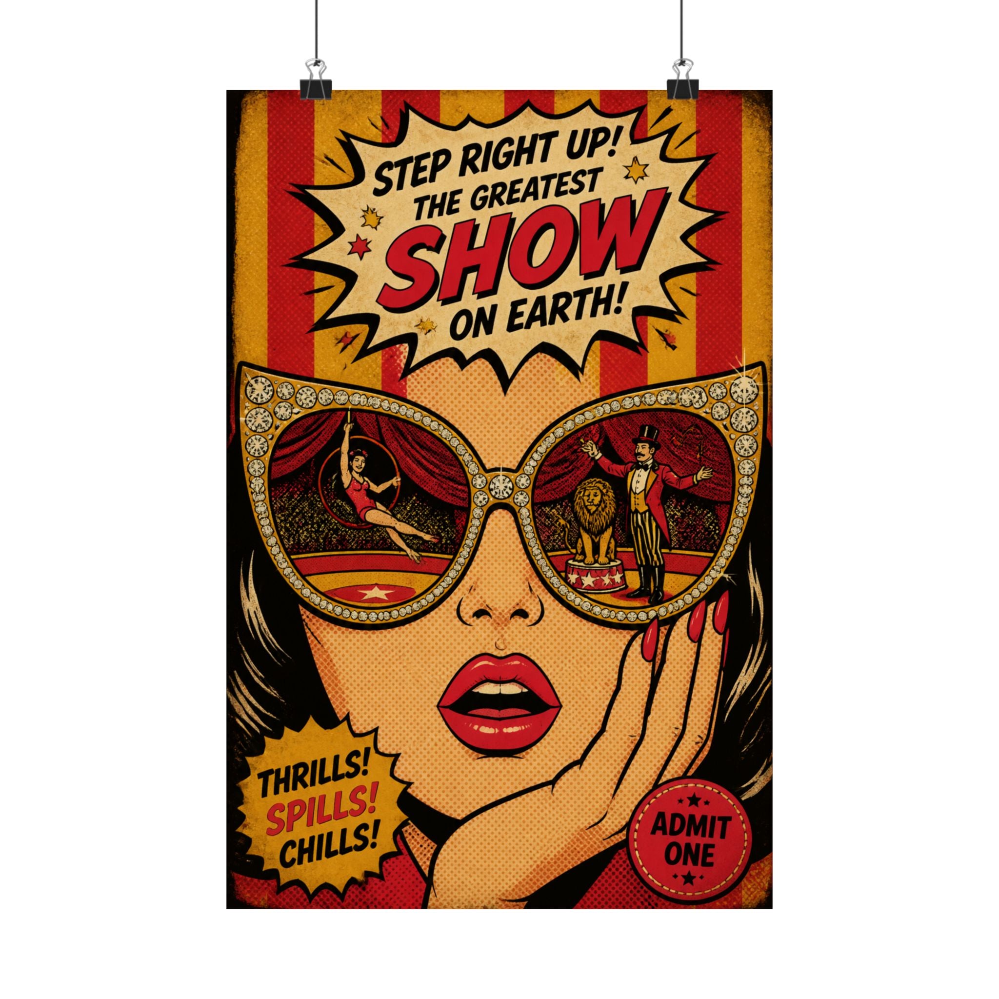 Sunglasses Circus Ring Wall Art Poster 18×24 Pop Art Living Room Decor Maximalist Print