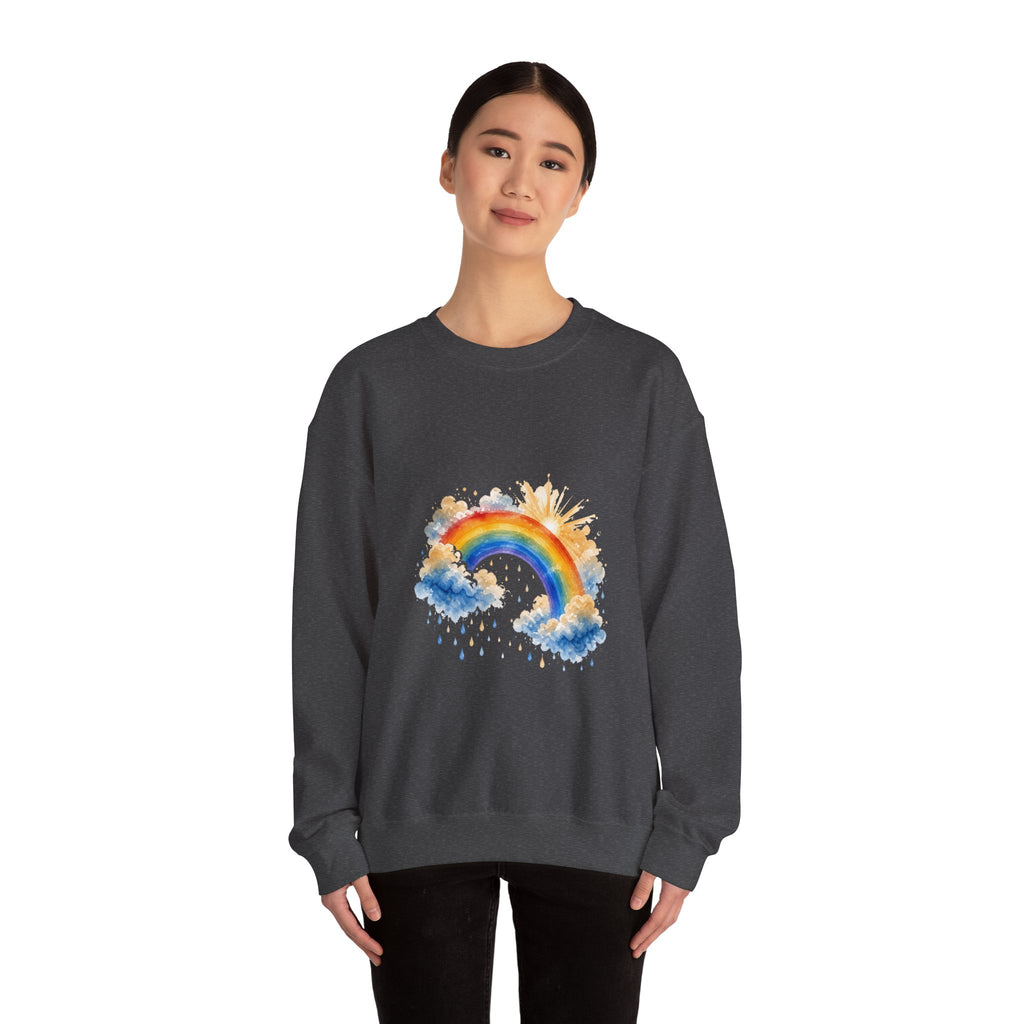 Matching Couple Sweatshirt - Storm & Rainbow Matching Couple Comfort Colors Crew Watercolor Art His Hers Birthday Gift - Design B