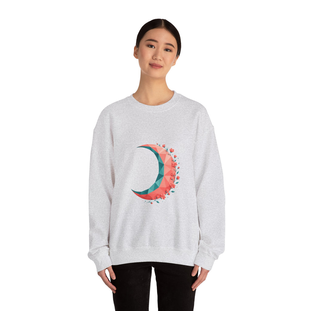 Matching Couple Sweatshirt - Waxing & Waning Moon Matching Couple Crewneck Sweatshirt Geometric Art His Hers Couple Gift - Design A