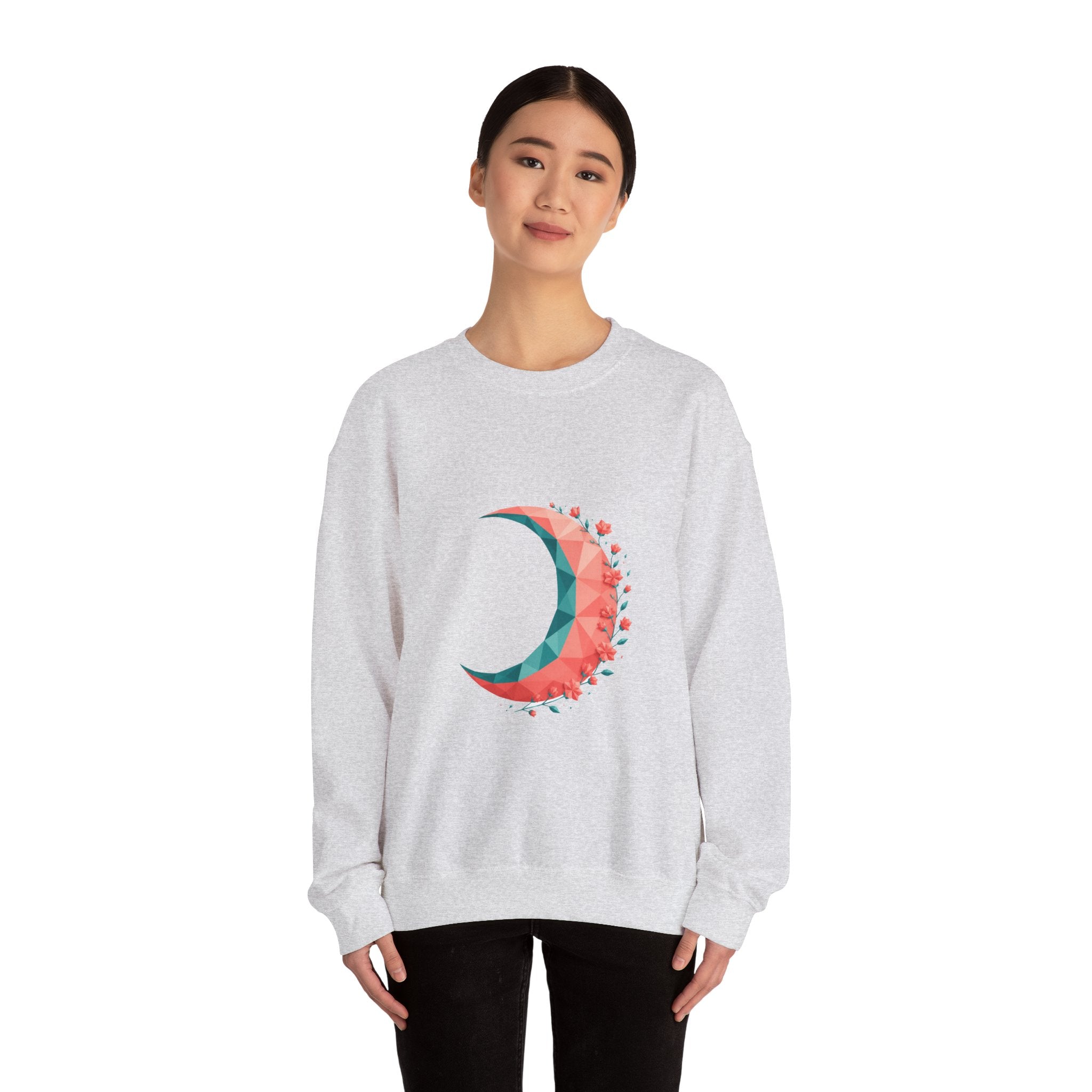 Matching Couple Sweatshirt - Waxing & Waning Moon Matching Couple Crewneck Sweatshirt Geometric Art His Hers Couple Gift - Design A