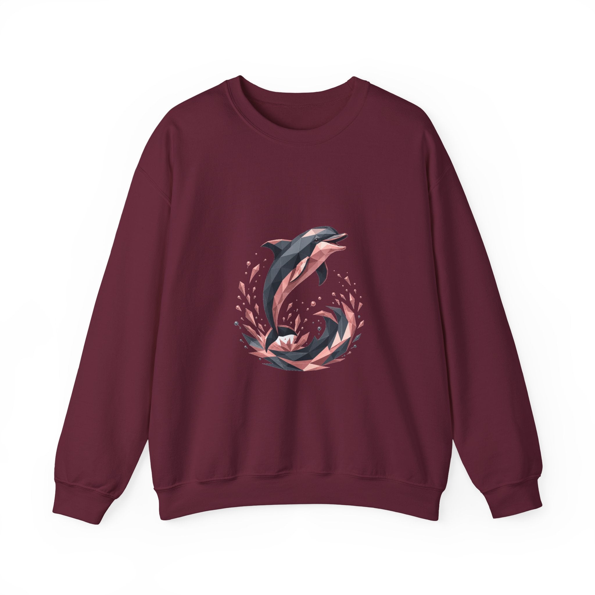 Matching Couple Sweatshirt - Shark & Dolphin Matching Couple Premium Fleece Sweatshirt Geometric Art His Hers Love Gift - Design B