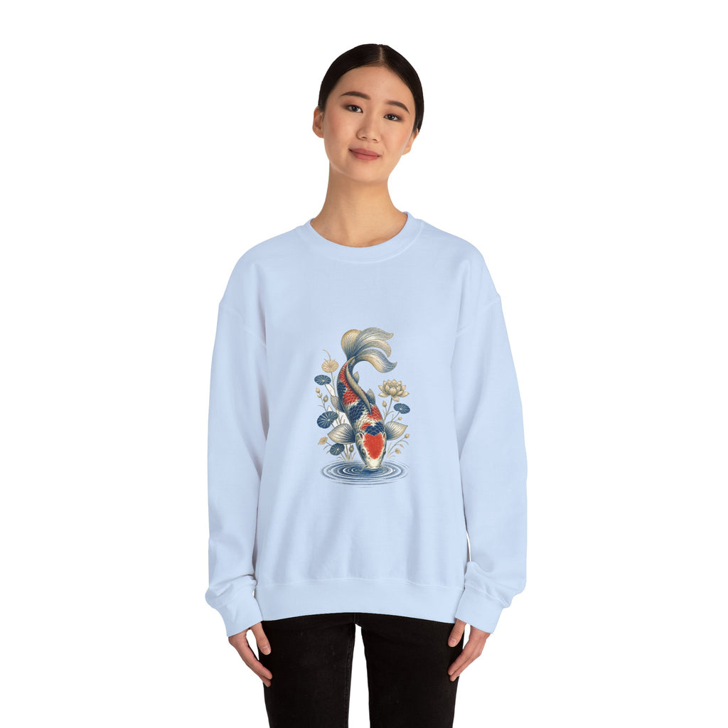 Matching Couple Sweatshirt - Koi Fish Yin Yang Matching Couple Premium Fleece Sweatshirt Vintage Art His Hers Honeymoon Gift - Design B