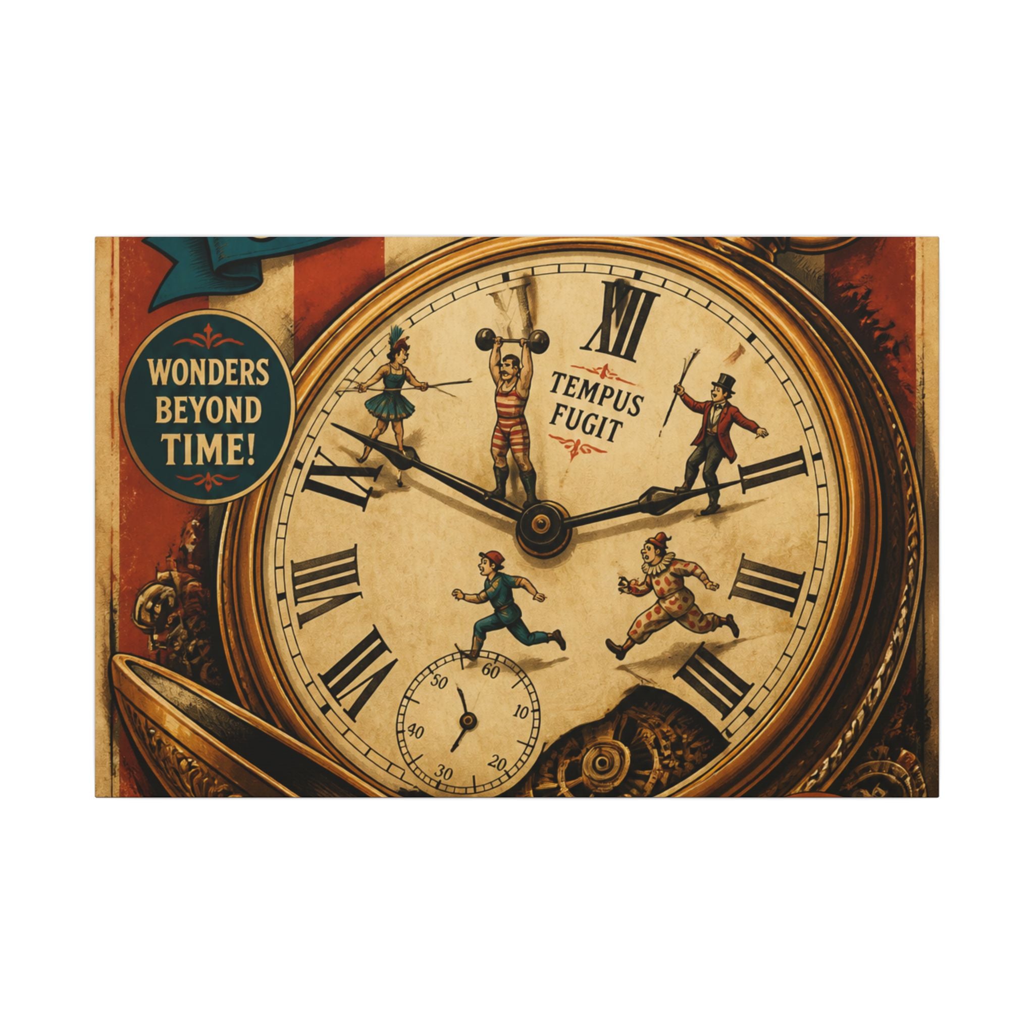 Pocket Watch Performers Wall Art Canvas 16×20 Vintage Circus Kitchen Decor Maximalist Print