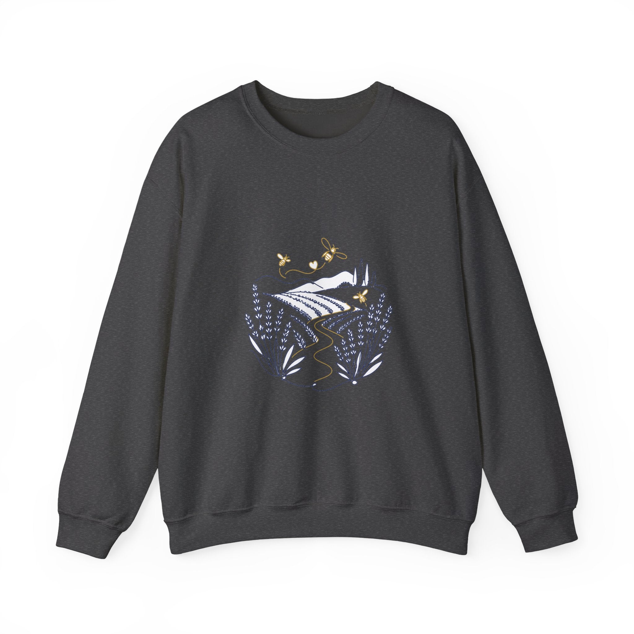 Matching Couple Sweatshirt - Lavender Fields & Canyon Matching Couple Crewneck Sweatshirt Minimalist Art His Hers Valentine Gift - Design A