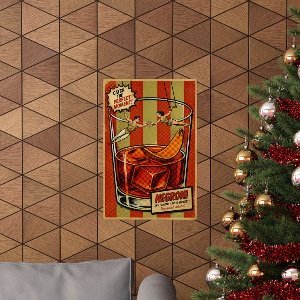Negroni Trapeze Act Wall Art Poster 24×36 Pop Art Restaurant Decor Maximalist Print